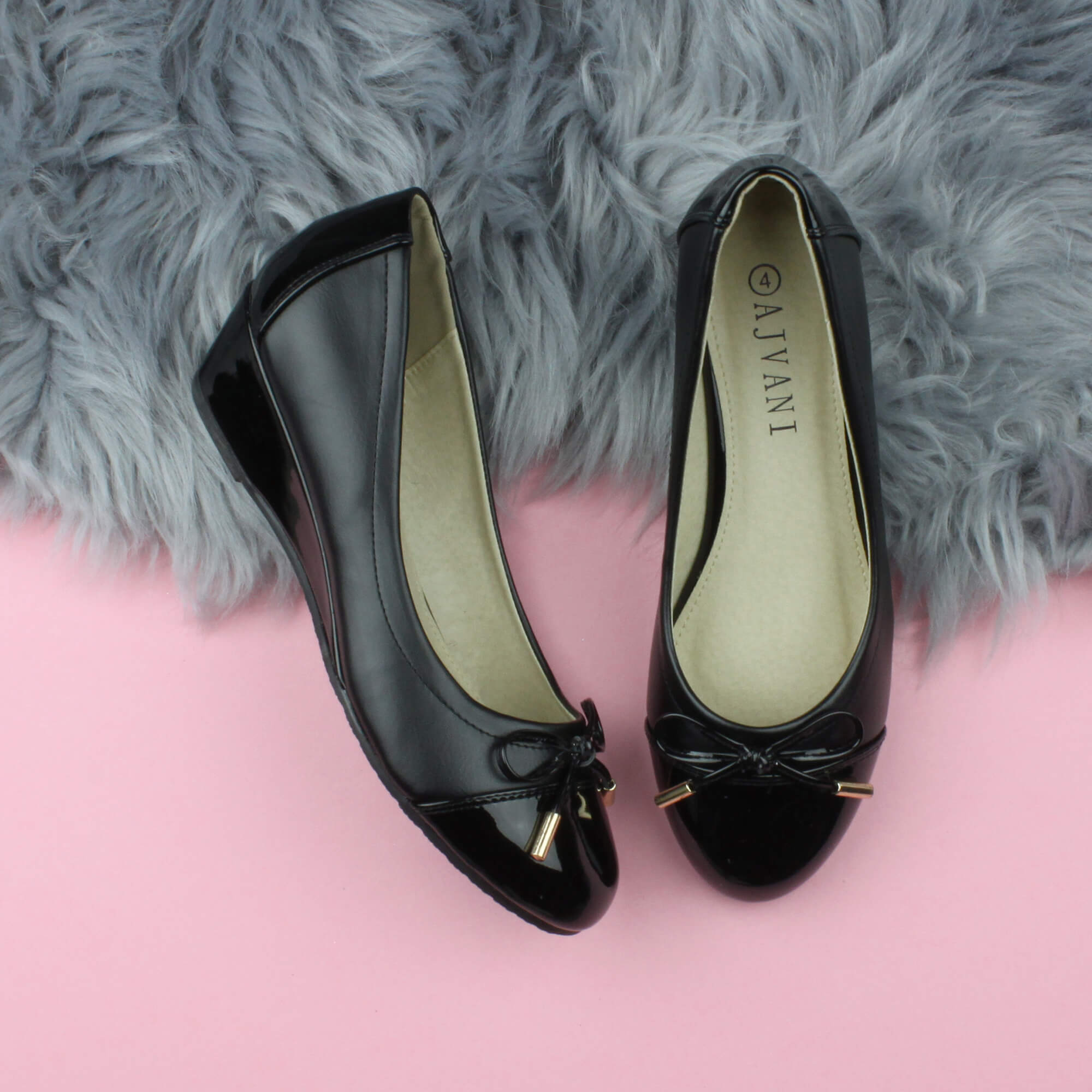 Black AJVANI Black Low Mid Wedge Heel Comfort Court Shoes, Image 4 of 6