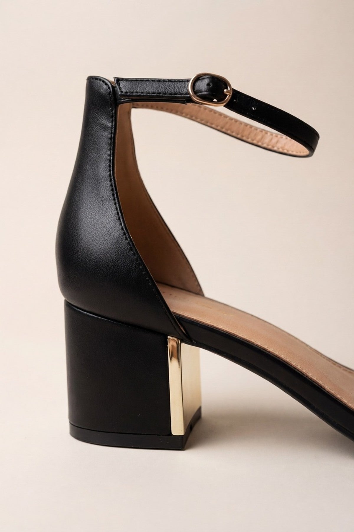 Black iKrush Black Luna Womens Gold Heel Ankle Strap Sandals, Image 8 of 8