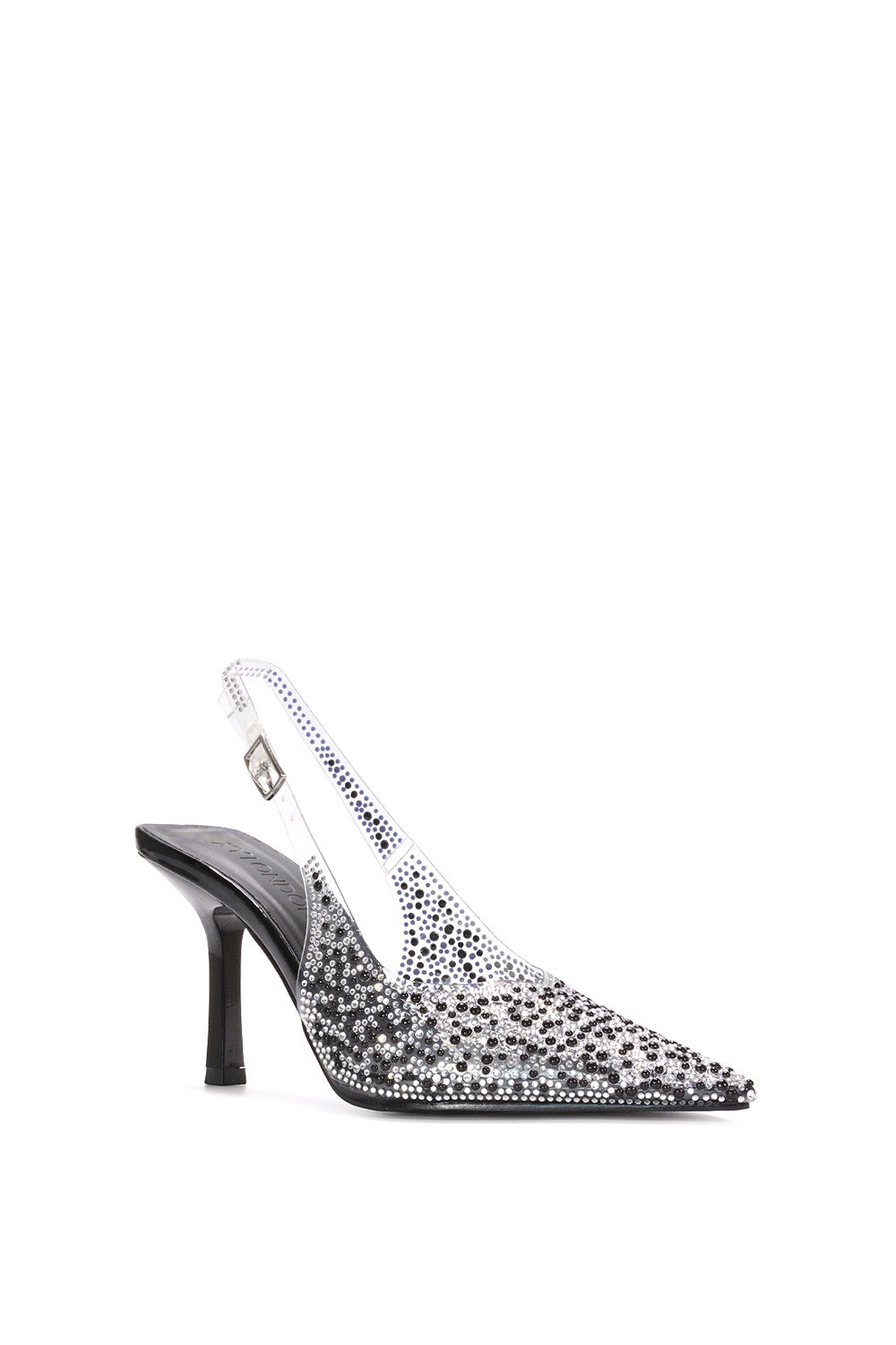 Black XY LONDON Black 'Pauline' Perspex Slingback High Heels With Crystal Details, Image 2 of 6