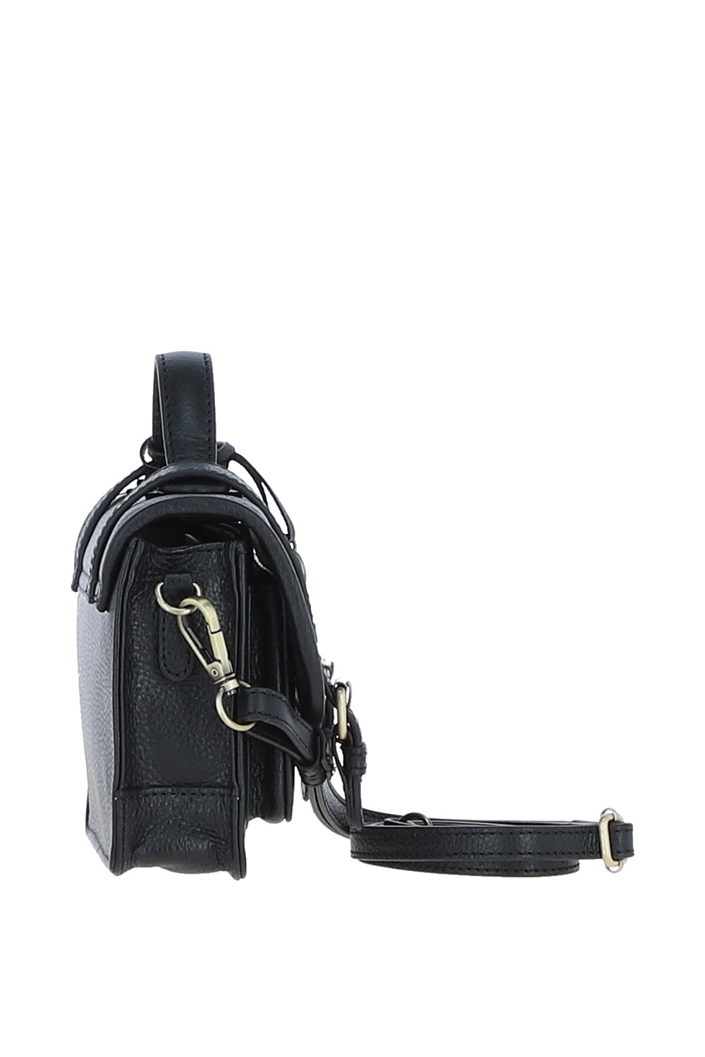 Black Stylish Real Leather Small Satchel Bag, Image 4 of 4