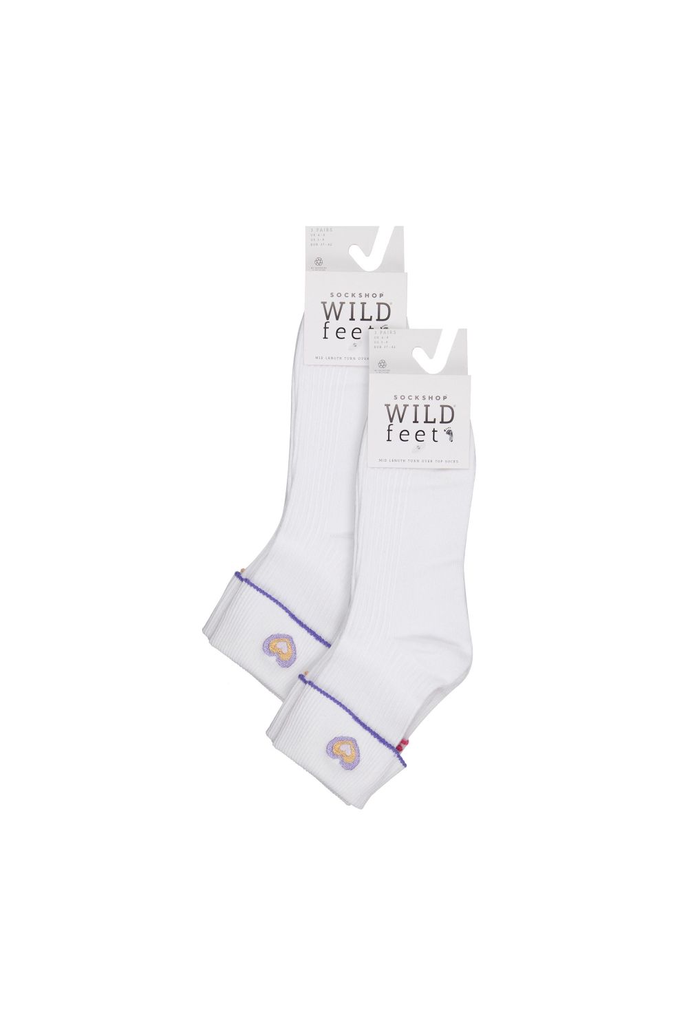 White 6 Pair Ladies Turn Over Lounge Socks, Image 2 of 3