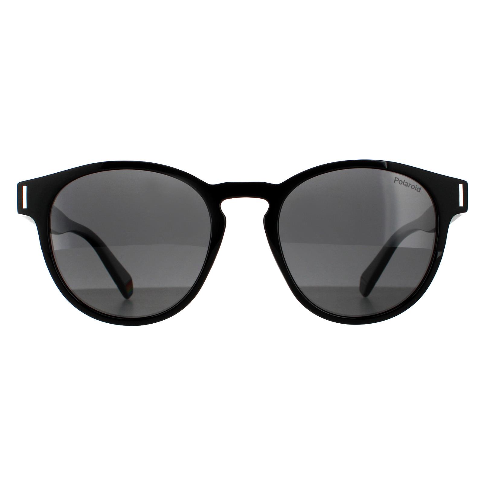 Black Polaroid Black Round Black Grey Polarized Sunglasses, Image 1 of 4