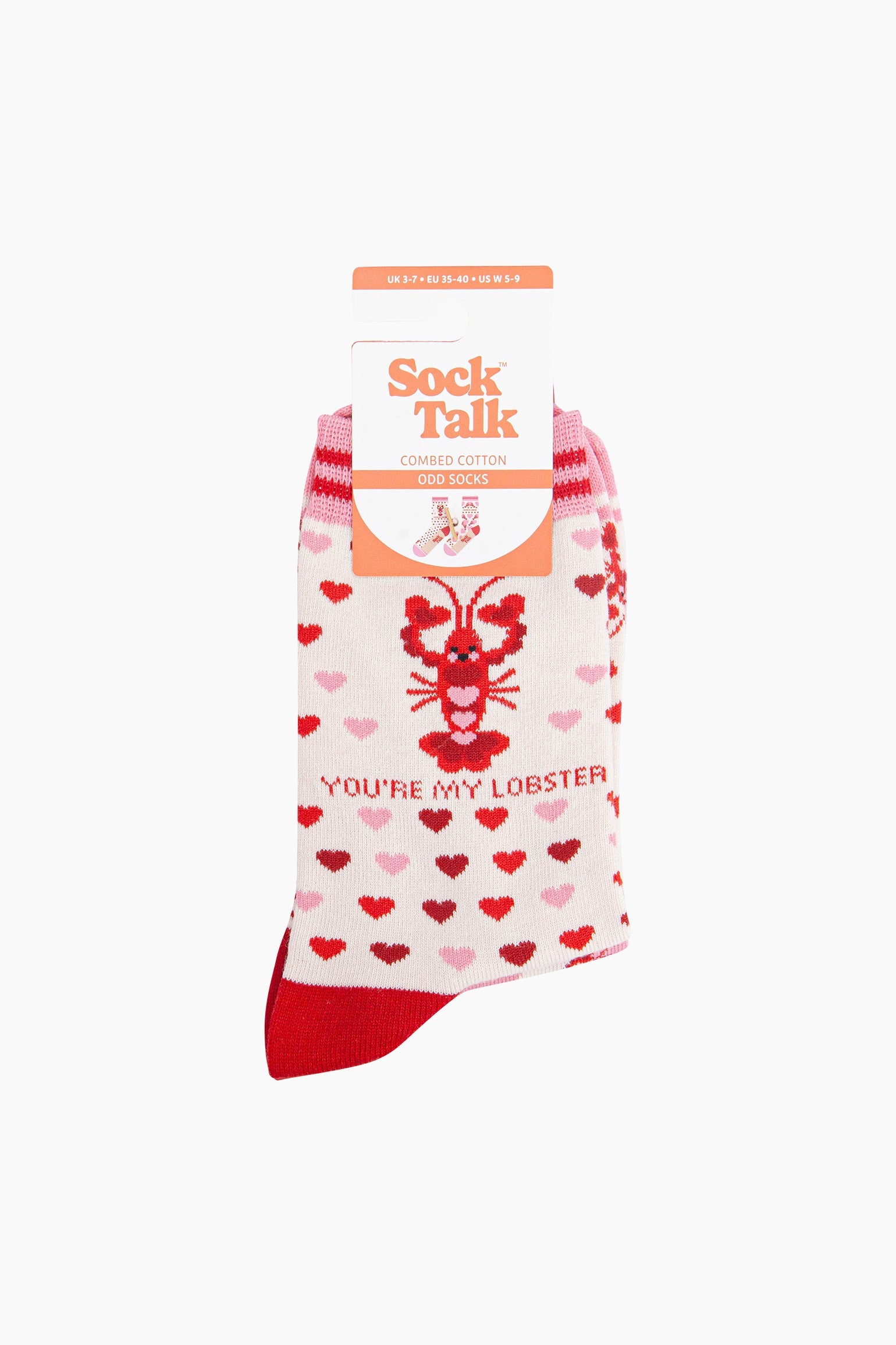 Light Pink You're My Lobster Combed Cotton Odd Socks, Image 4 of 4