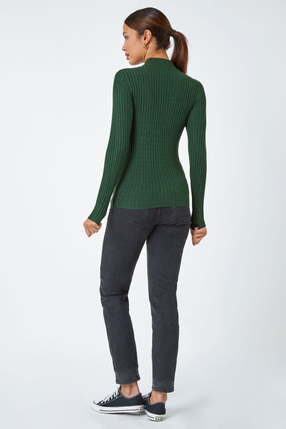 Forest Ribbed Knit Turtleneck Jumper, Image 4 of 5