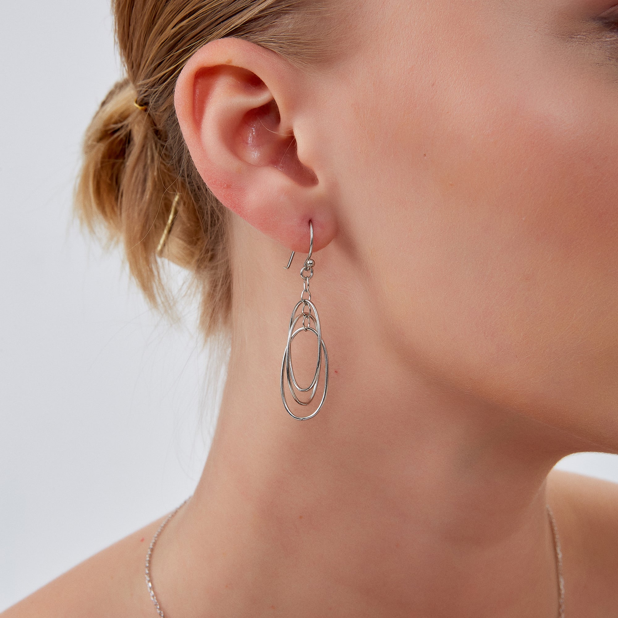 Silver Nested Loop 3D Drop Earring in Sterling Silver, Image 5 of 5