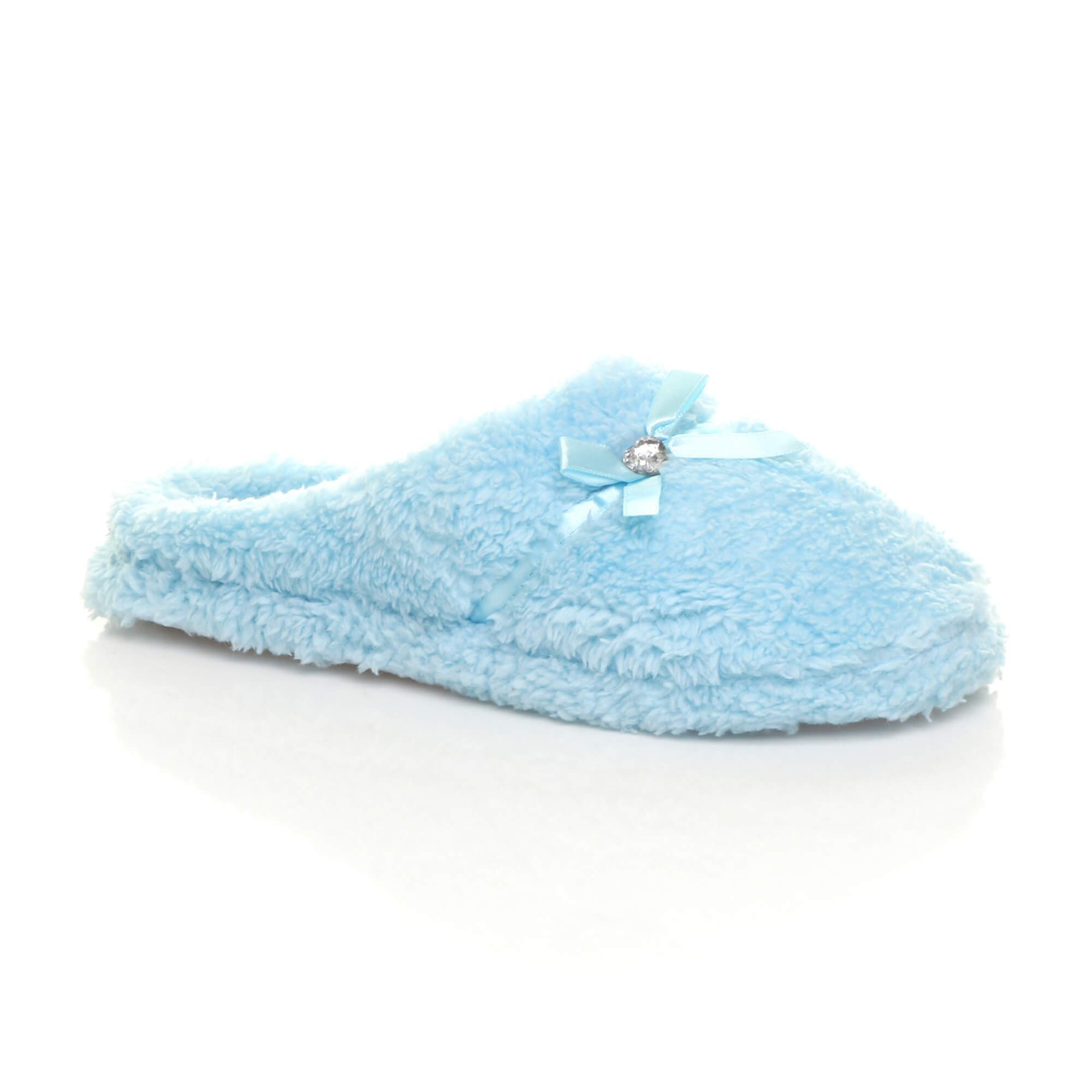 Light Blue Fleece Mules Slippers, Image 1 of 5
