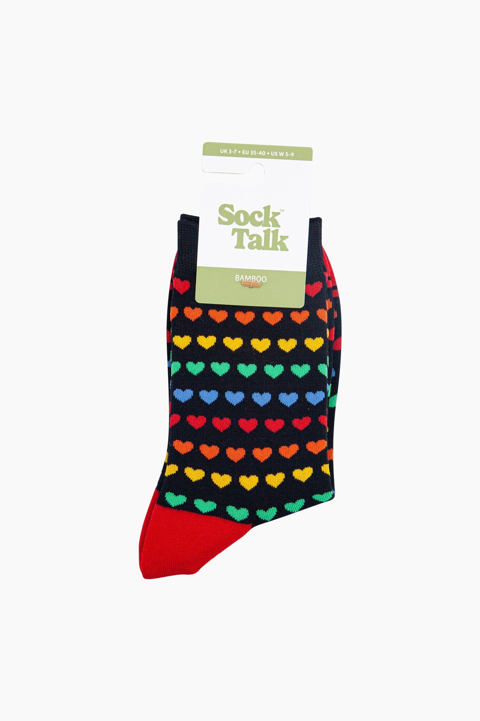 Navy Blue Rainbow Love Hearts Bamboo Socks in Navy, Image 4 of 4