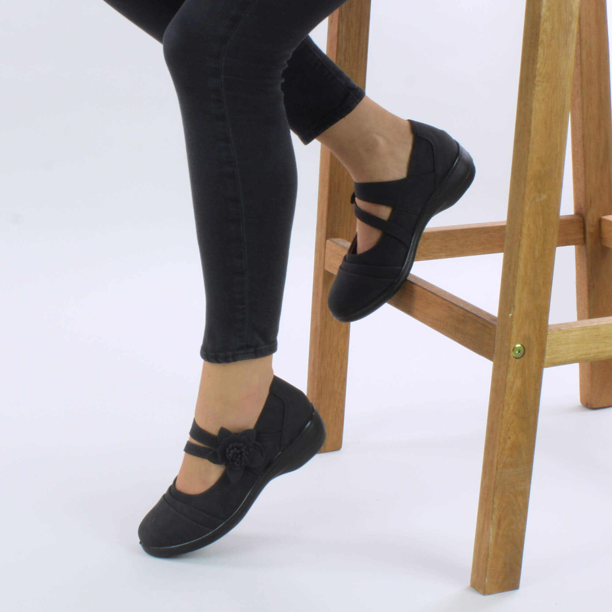 Black AJVANI Black Flat Comfort Mary Jane Shoes, Image 5 of 6