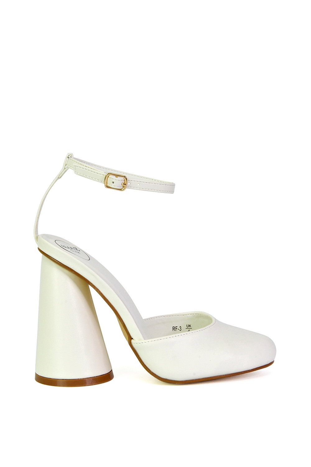 Black 'Ekin' Ankle Strap Statement Cylinder Block Heel