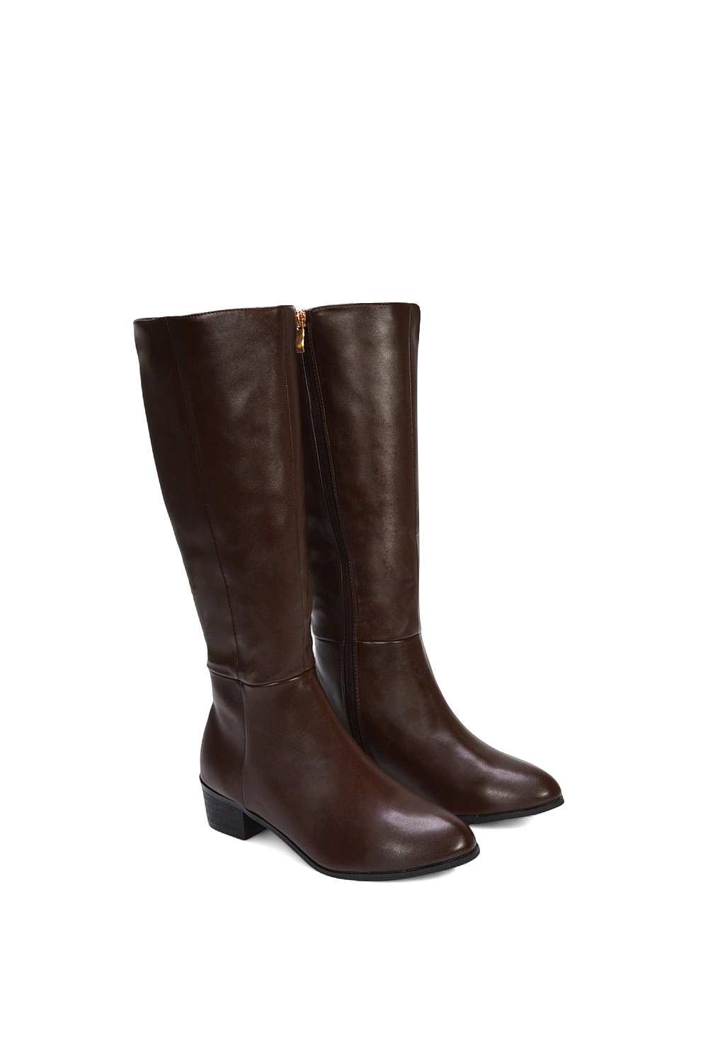Brown XY LONDON Brown ‘Anne’ Knee High Boots with Low Block Heel, Image 6 of 6