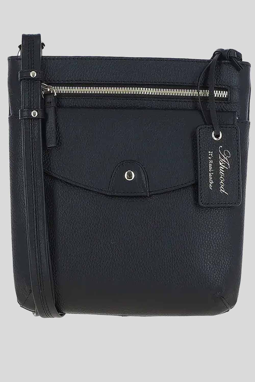 Black Ashwood Leather Black 'Five CB' Real Leather Cross Body Bag, Image 1 of 5