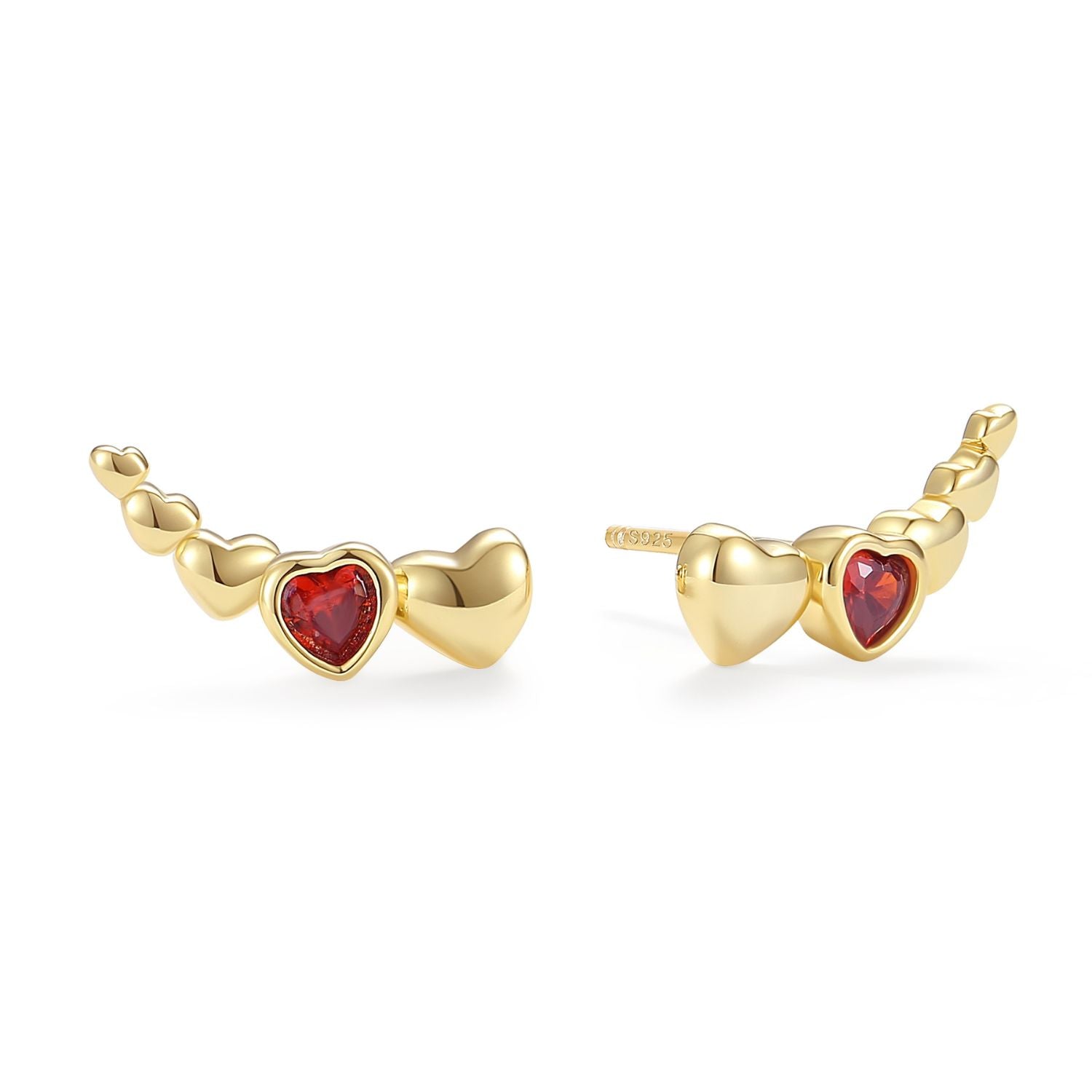 Metallic Dainty Love Heart Gold Plated Stud Earrings