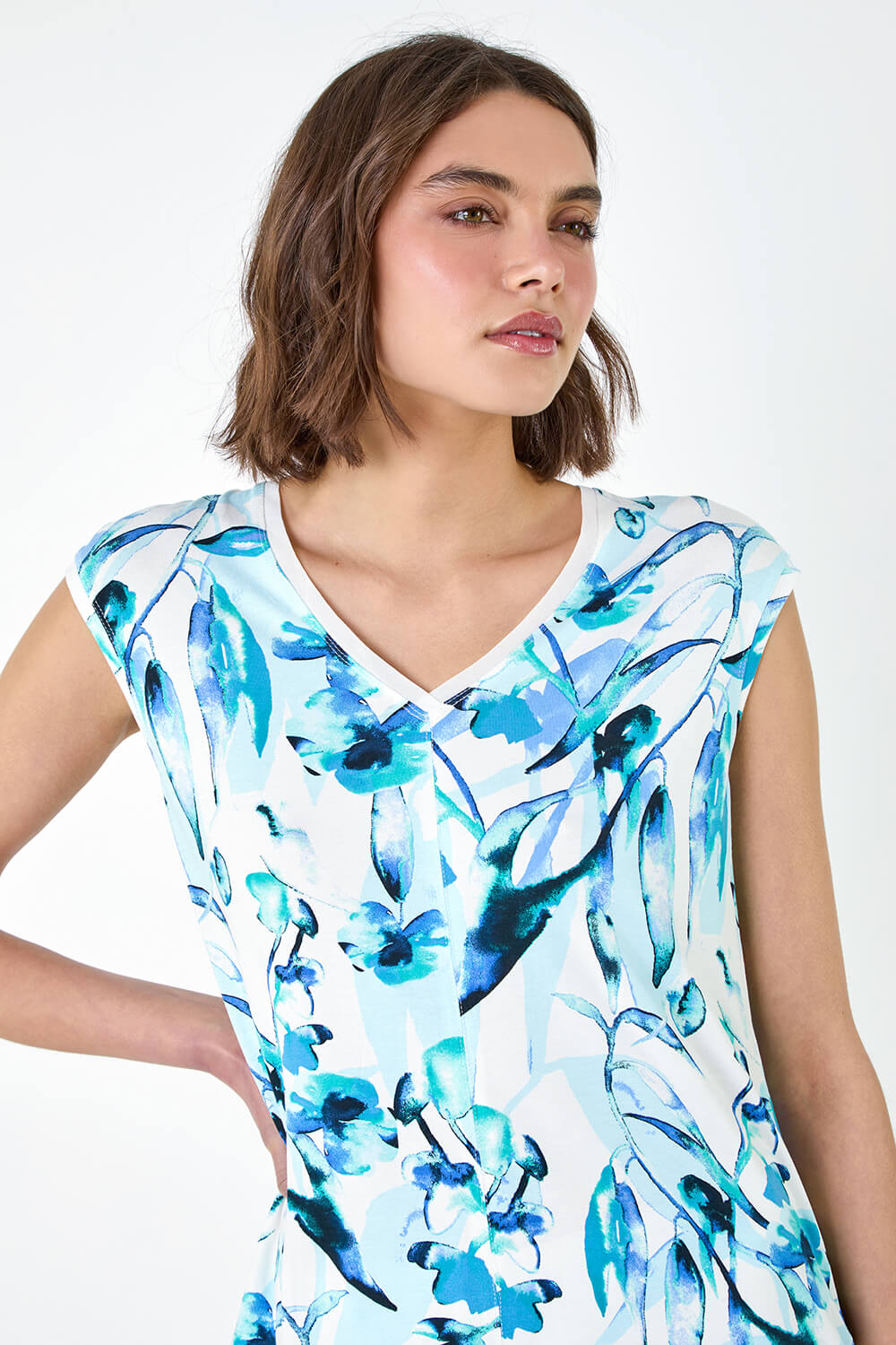 Blue Floral Print T-Shirt