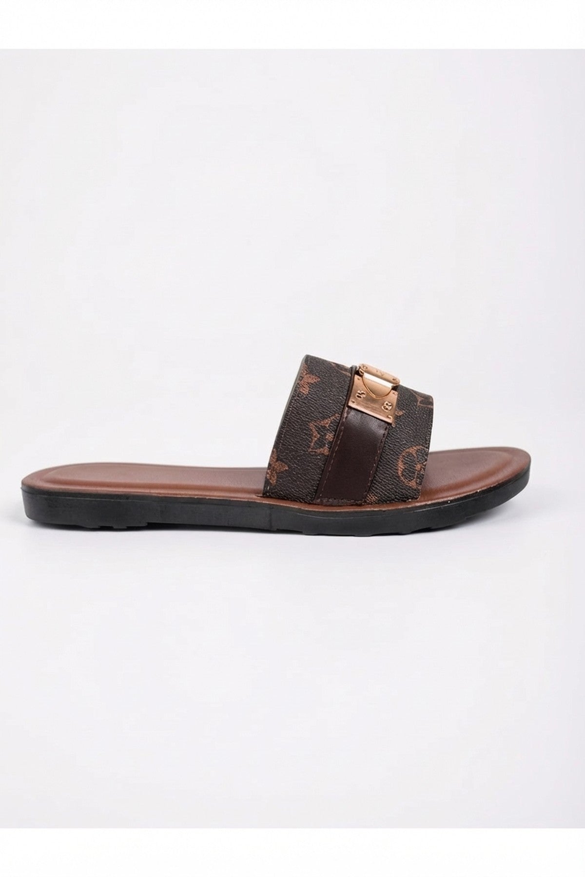 Brown Amber Patterned Slider Sandals, Image 6 of 8