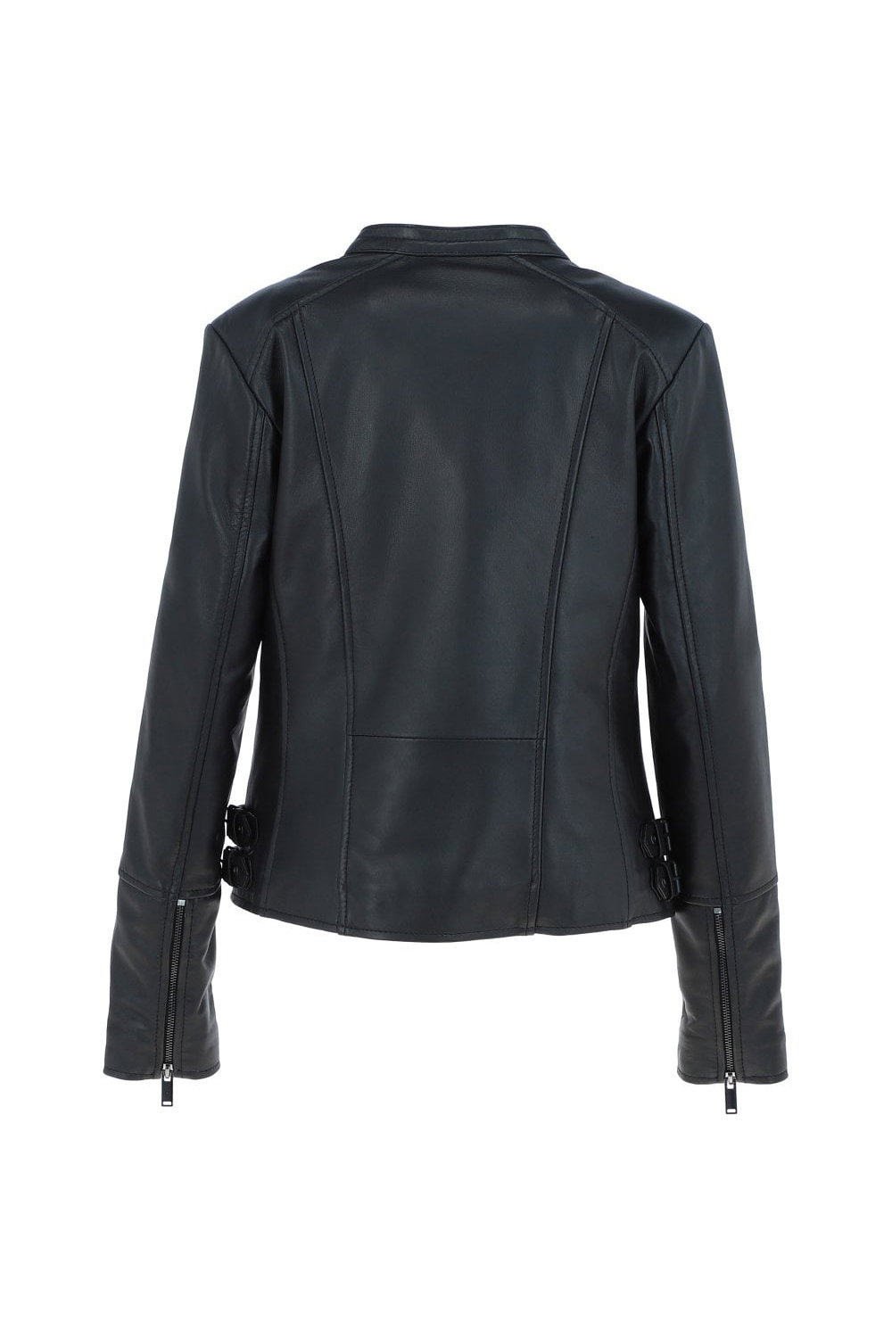 Black 'Giada' Leather Fashion Biker Jacket, Image 4 of 5