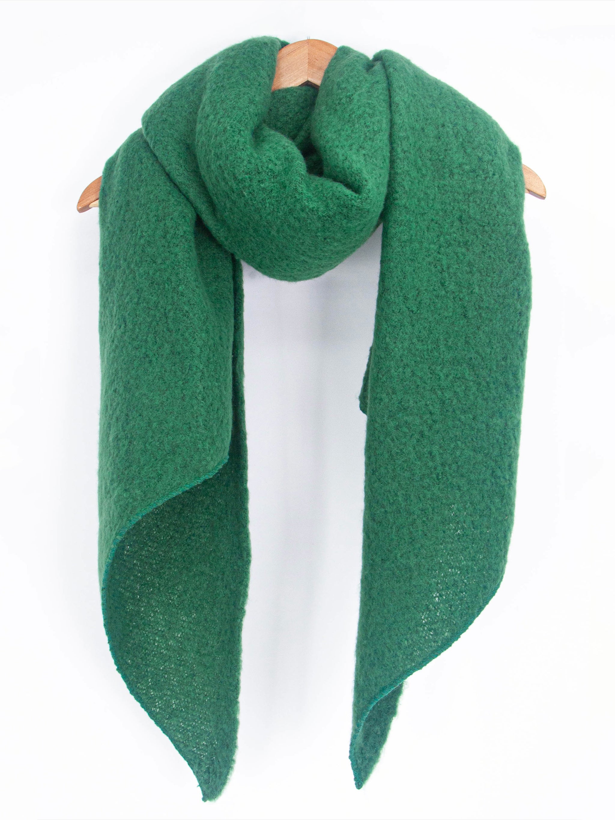 Green Plain Heavyweight Asymmetric Winter Scarf, Image 3 of 4