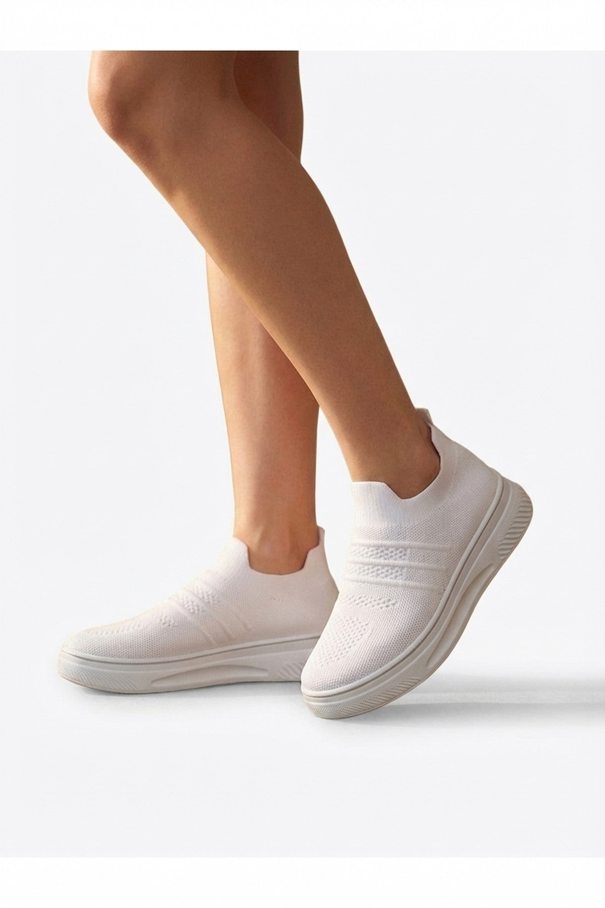 White iKrush White Grace Knit Slip On Trainers, Image 2 of 8
