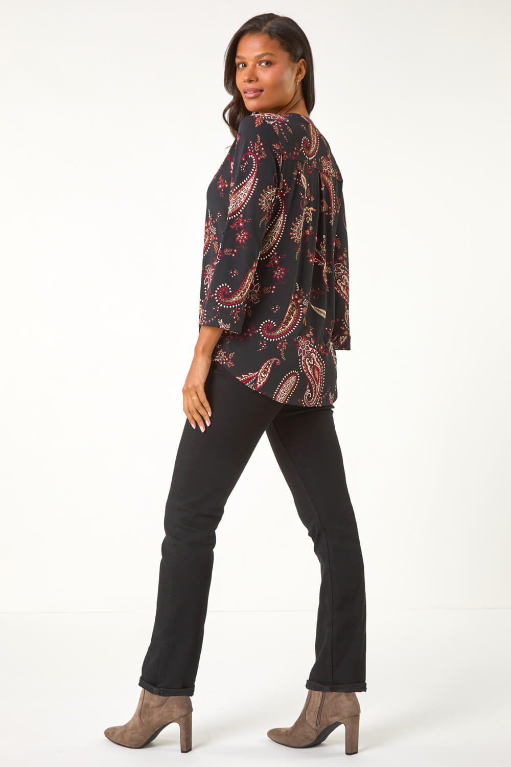Red Textured Paisley Print Shirt, Image 5 of 5