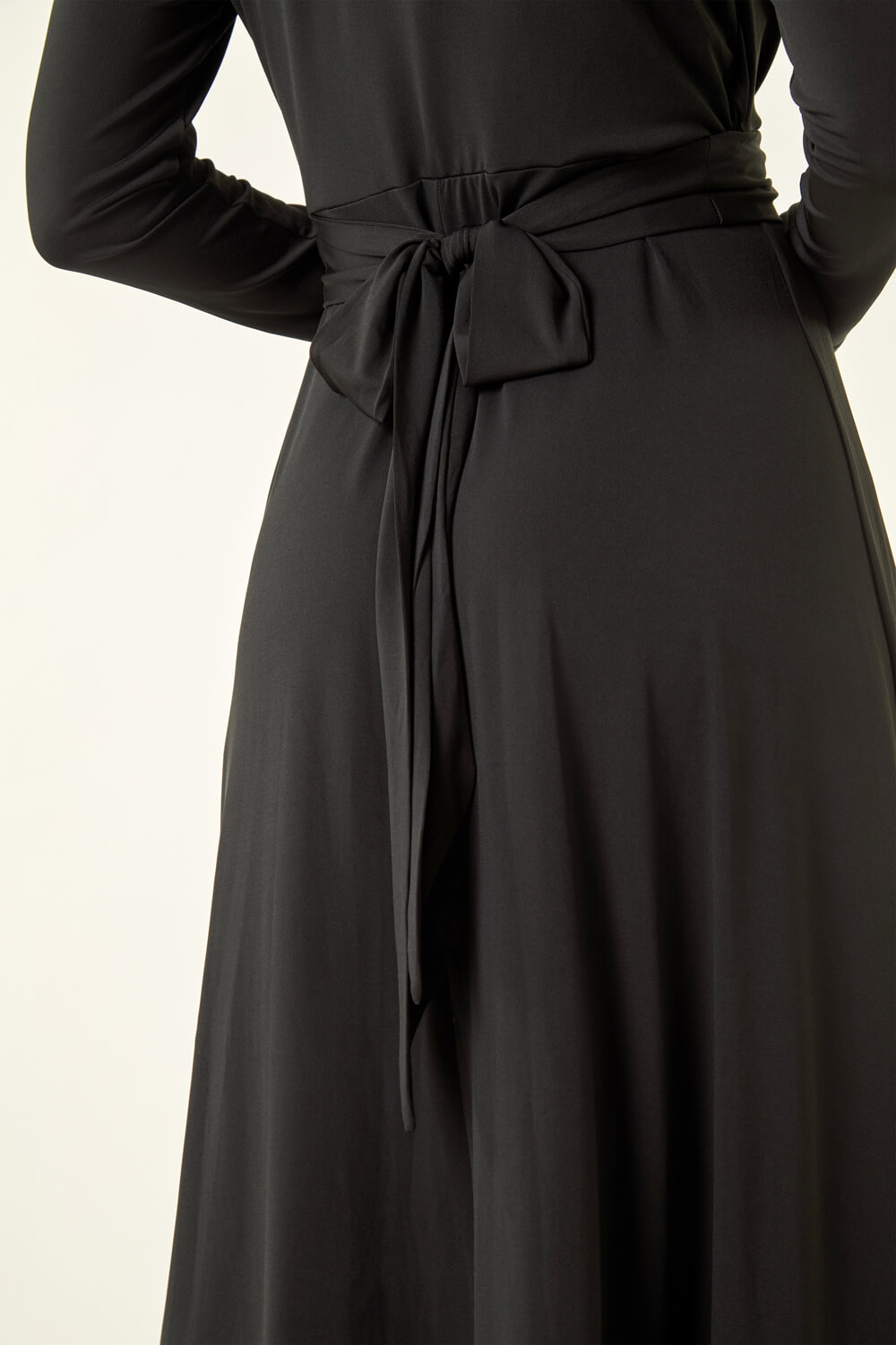 Black Twist Front Stretch Midi Dress, Image 6 of 5