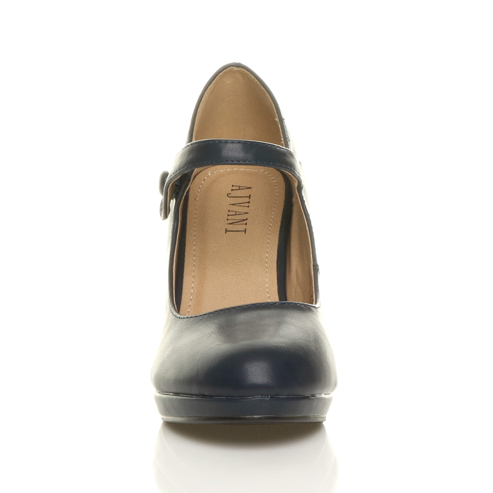 Navy Blue AJVANI Navy Blue High Heel Mary Jane Court Shoes, Image 6 of 6