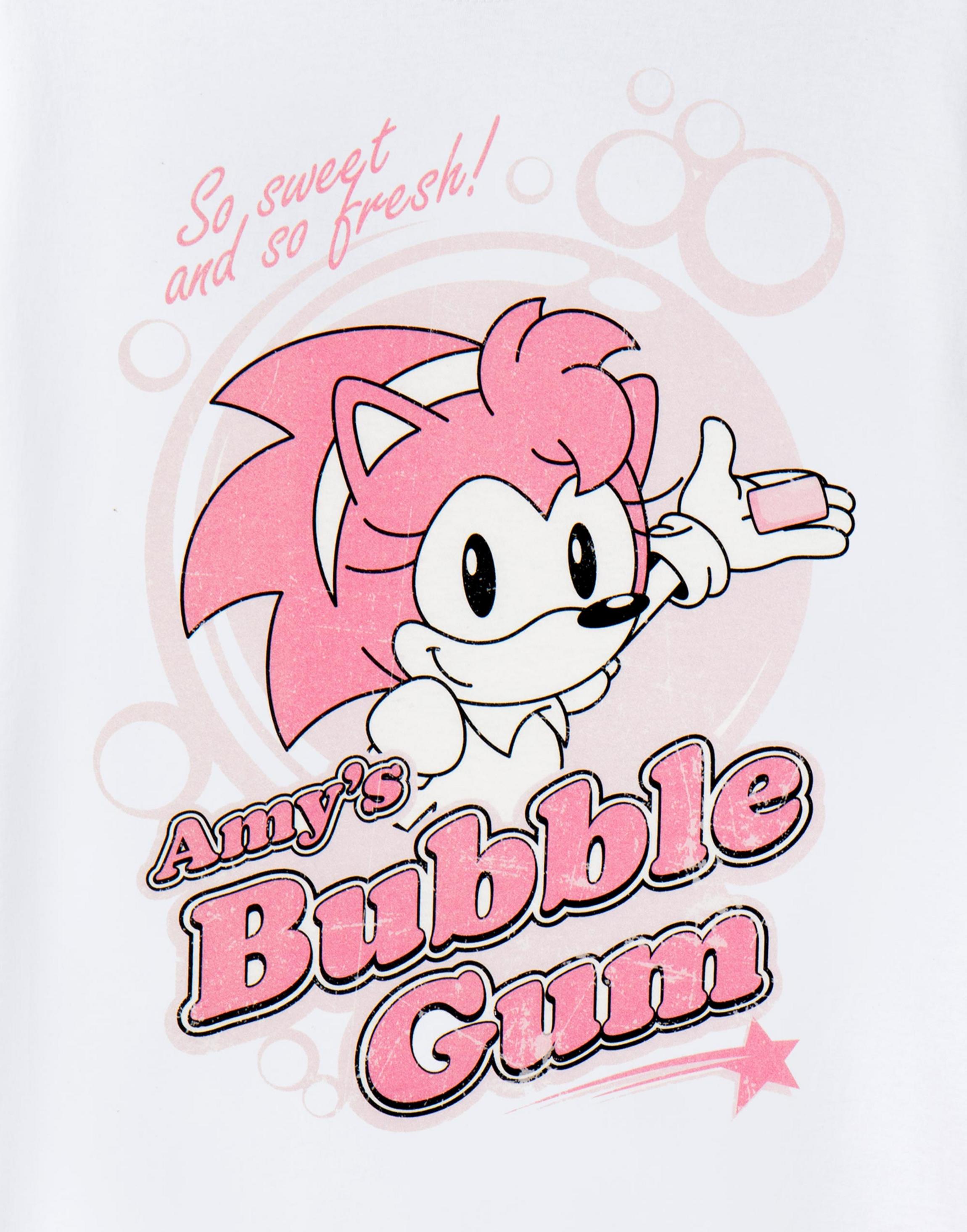White Sonic the Hedgehog Amy's Bubblegum T-Shirt, Image 2 of 6