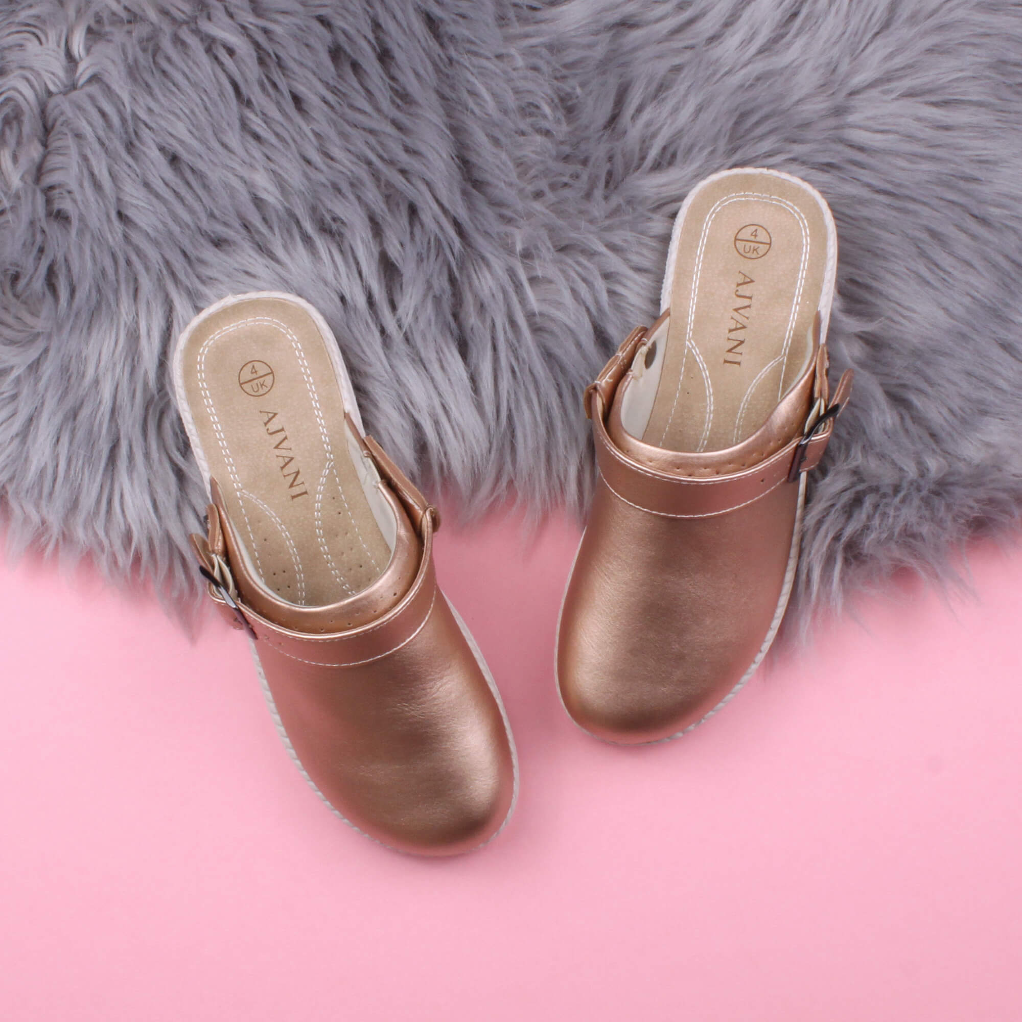 Rose Gold AJVANI Rose Gold Low Wedge Slingback Clogs Mules, Image 4 of 6