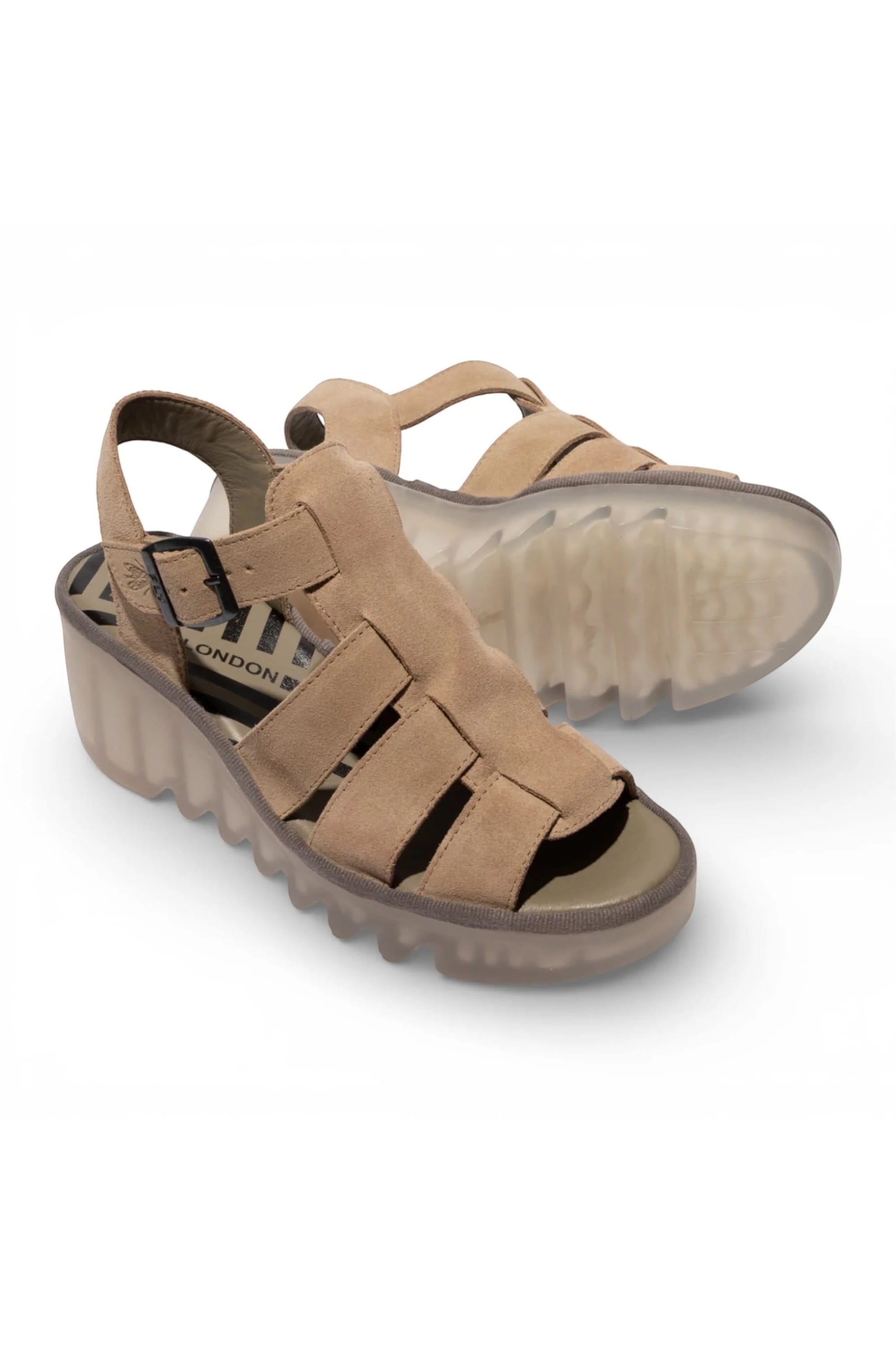Grey Womens Leather Wedge Sandals BAIC621FLY, Image 5 of 5