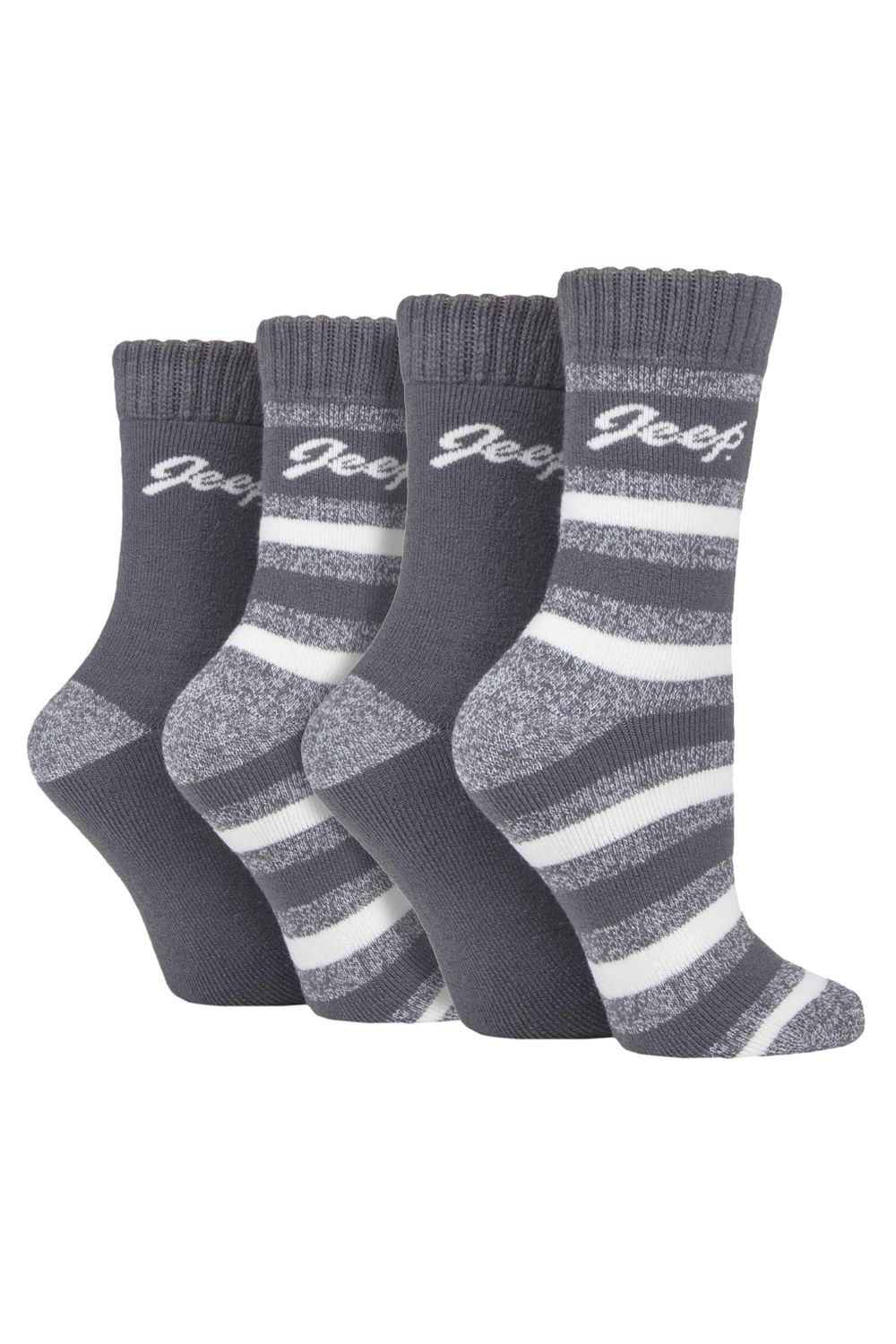 Grey 4 Pack Thermal Boot Fleece Lined Warm Socks, Image 1 of 3