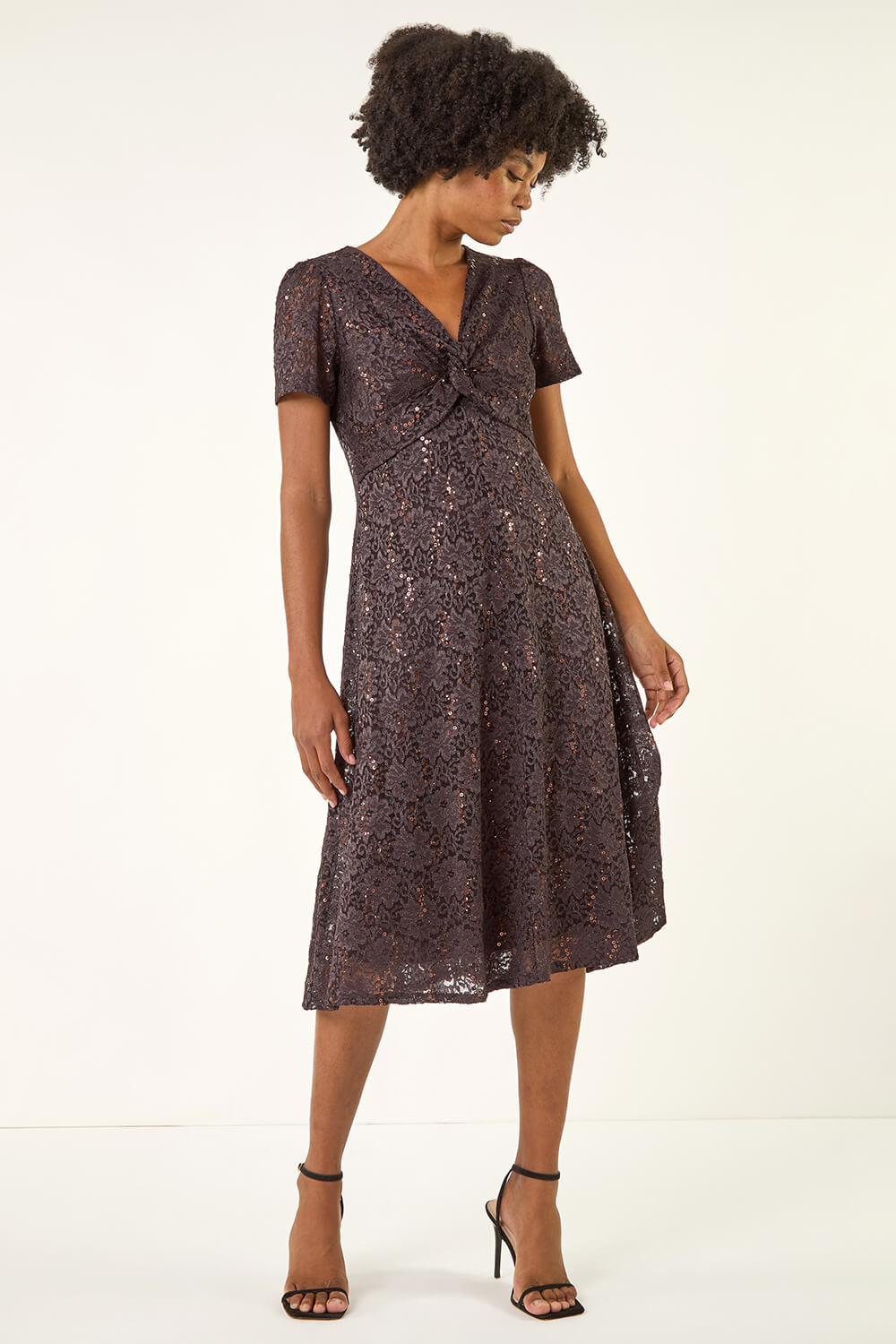Twist Chocolate Brown Midi Dress main image 0