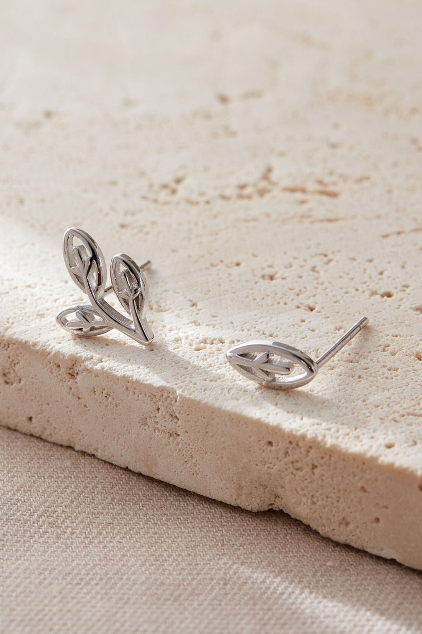 Silver Mia Gioielli Silver Sterling Silver Olive Leaf Mismatched Studs, Image 3 of 3