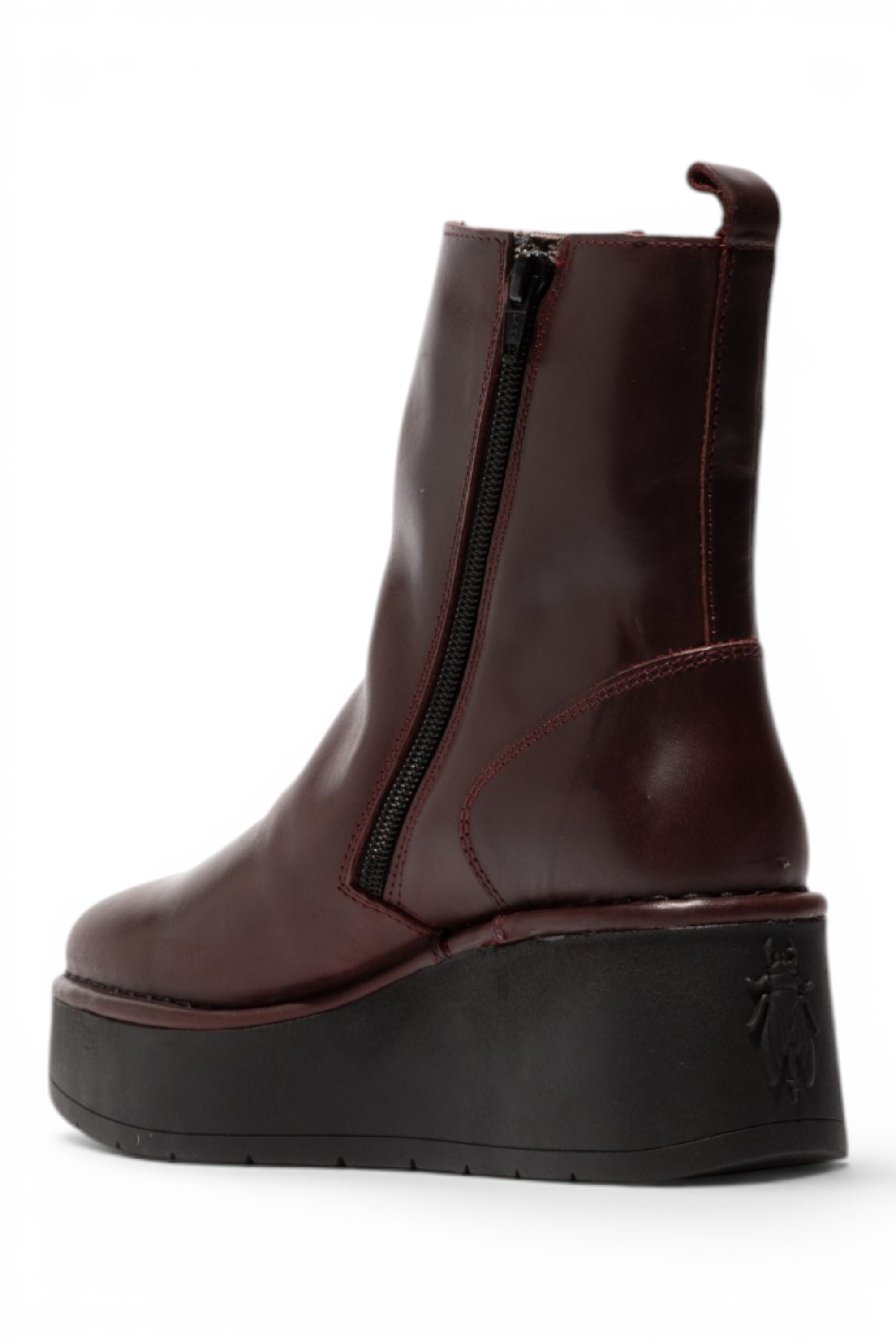 Wine Womens Leather Ankle Boots-HEIJ271, Image 4 of 5