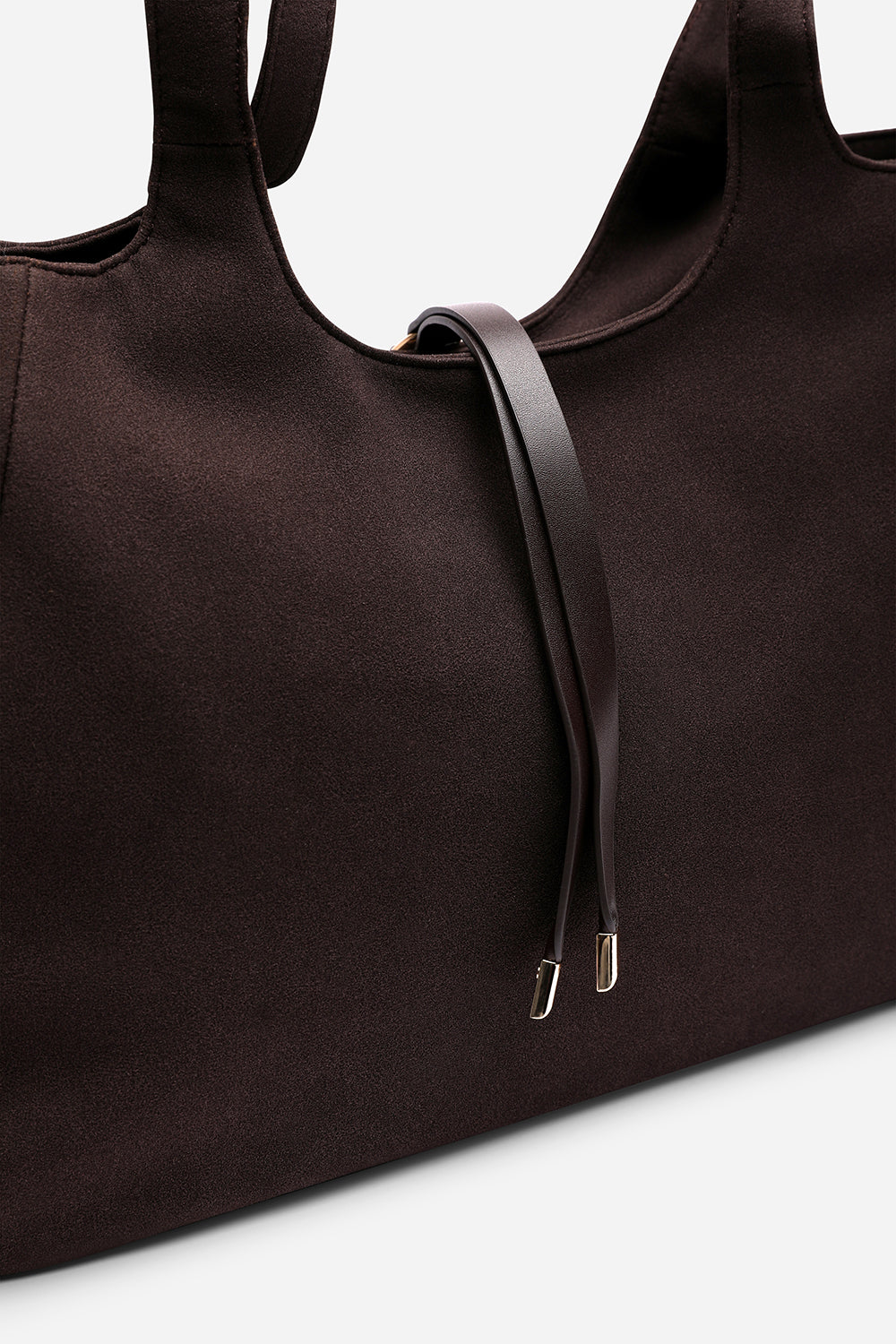 Dark Brown Where's That From Dark Brown Cabana Suede Shoulder Tote Bag, Image 4 of 7