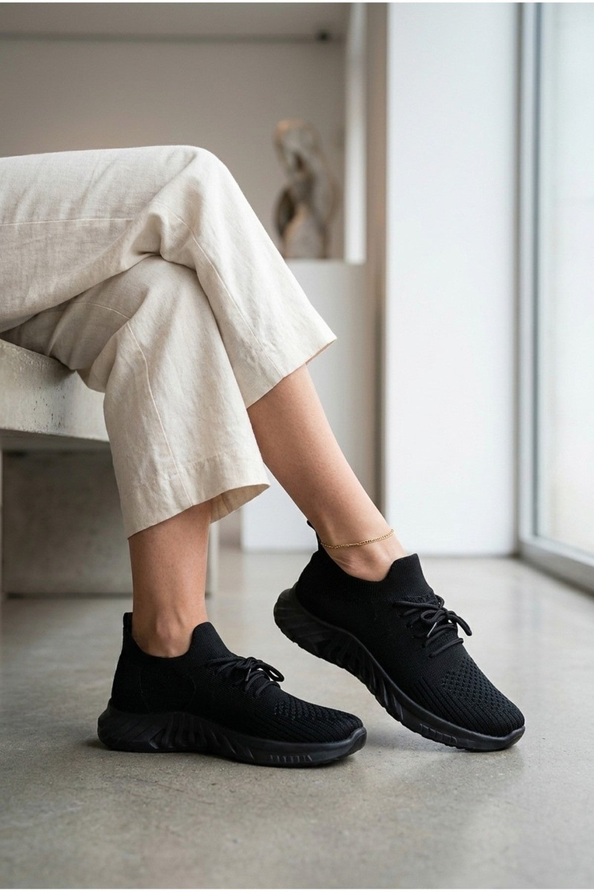 Black Jade Womens Knit Sock Trainers, Image 1 of 3