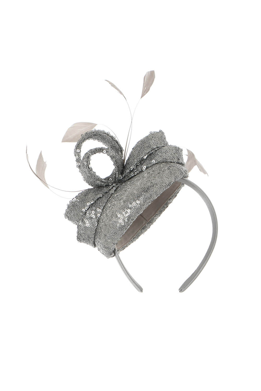 Silver Sequin Pillbox Fascinator, Image 5 of 4