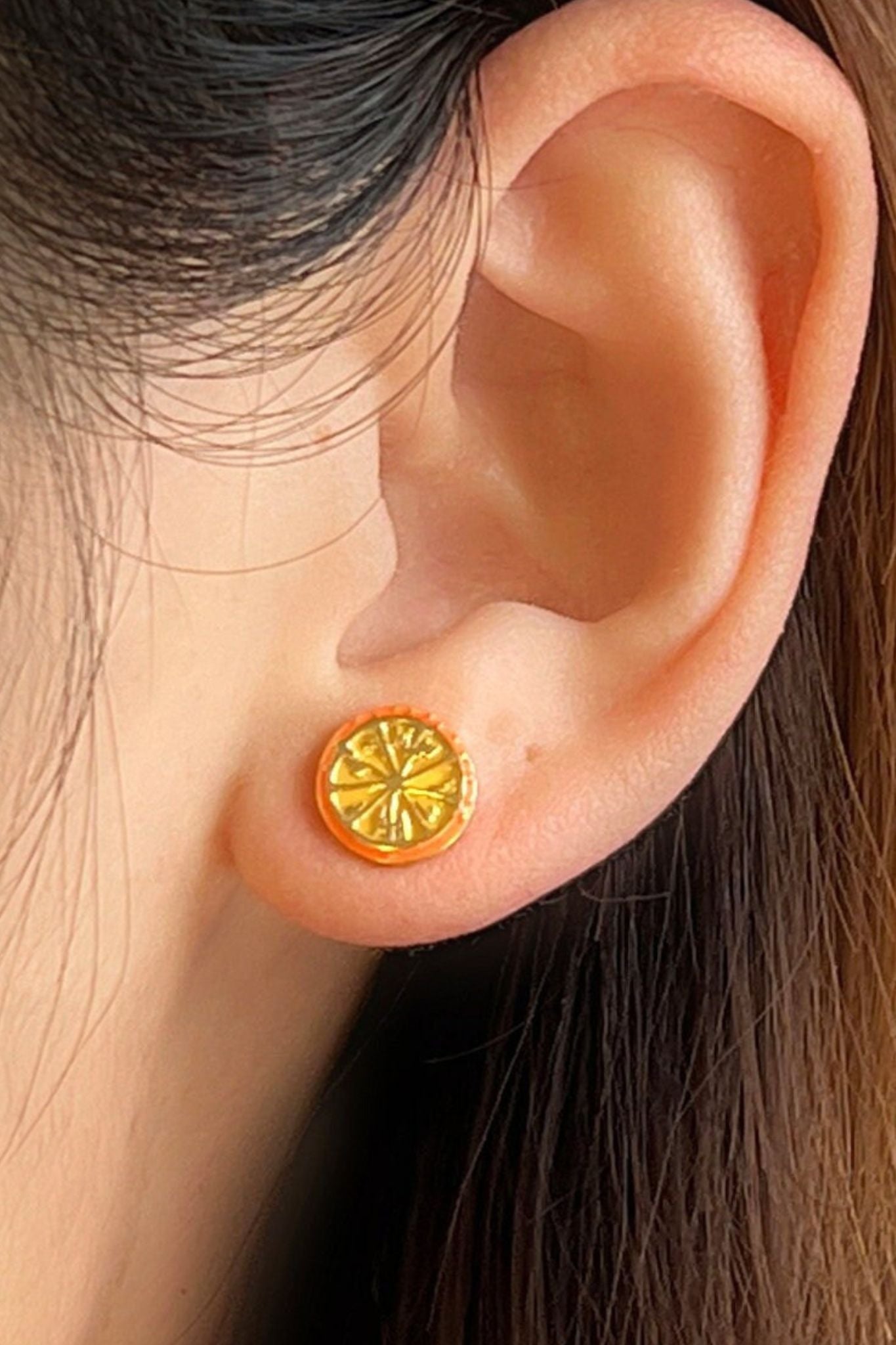 Gold Mia Gioielli Gold Sterling Silver Orange Slice Studs, Image 2 of 3