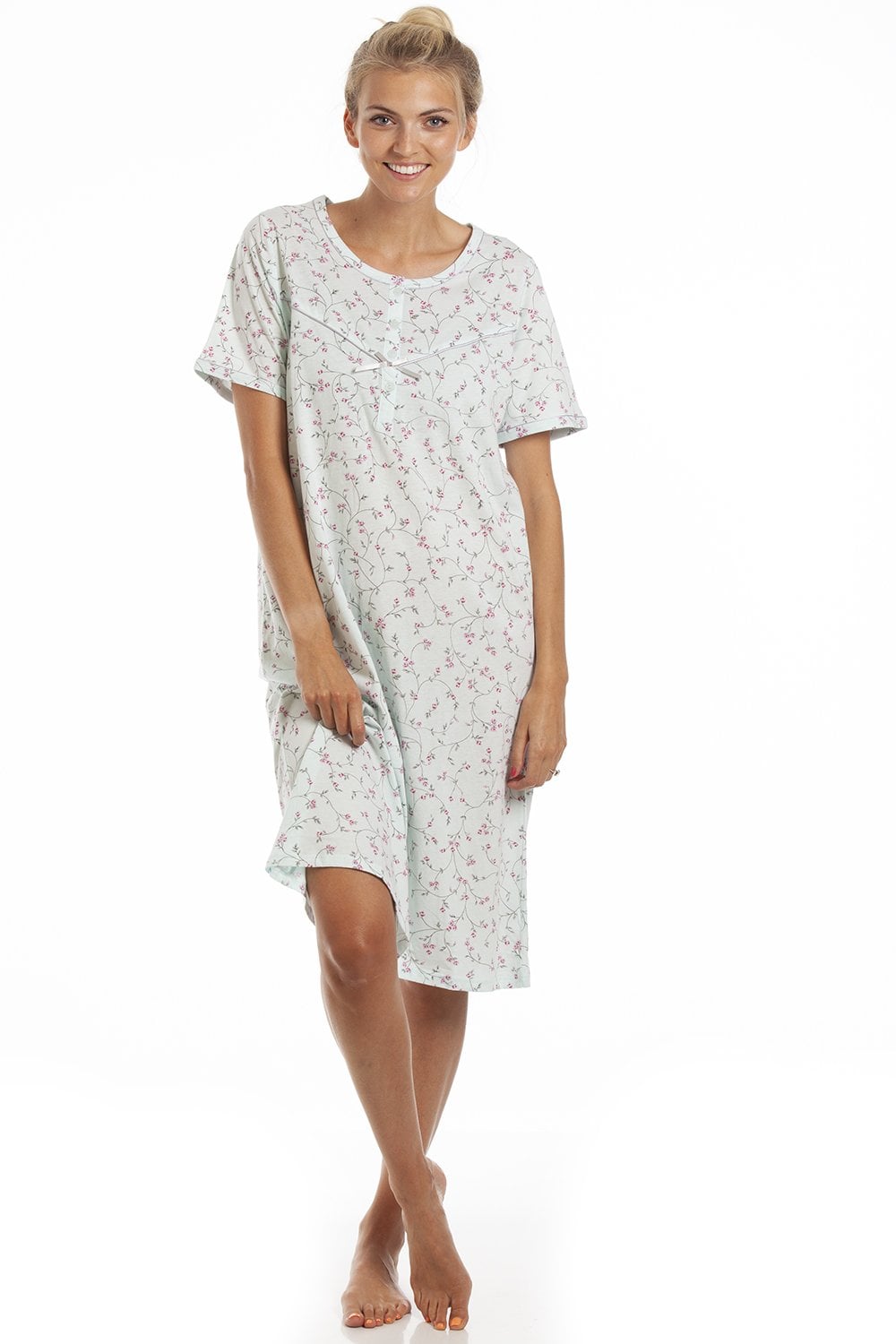 Aqua Camille Lingerie Aqua Floral Print Nightdress, Image 2 of 5