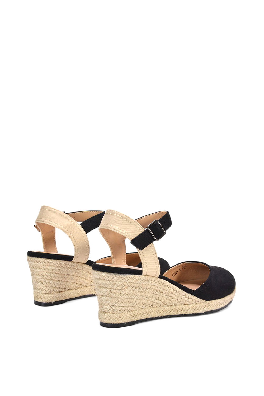 Black 'Joey' Closed Toe Ankle Strap Espadrille Wedge Platform Shoes, Image 4 of 6