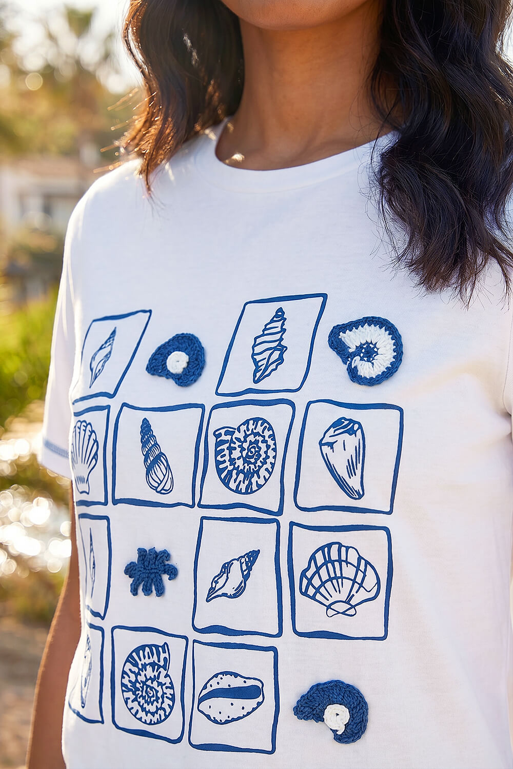 Ivory Textured Shell Print T-Shirt, Image 5 of 4