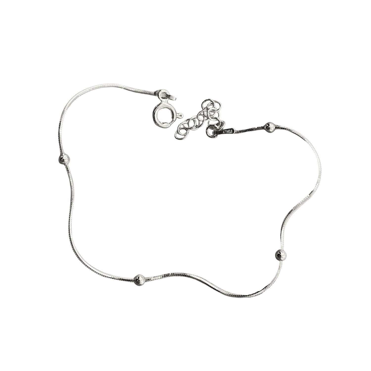 Silver Italian Bead Chain Sterling Silver Satellite Bracelet, Image 1 of 3