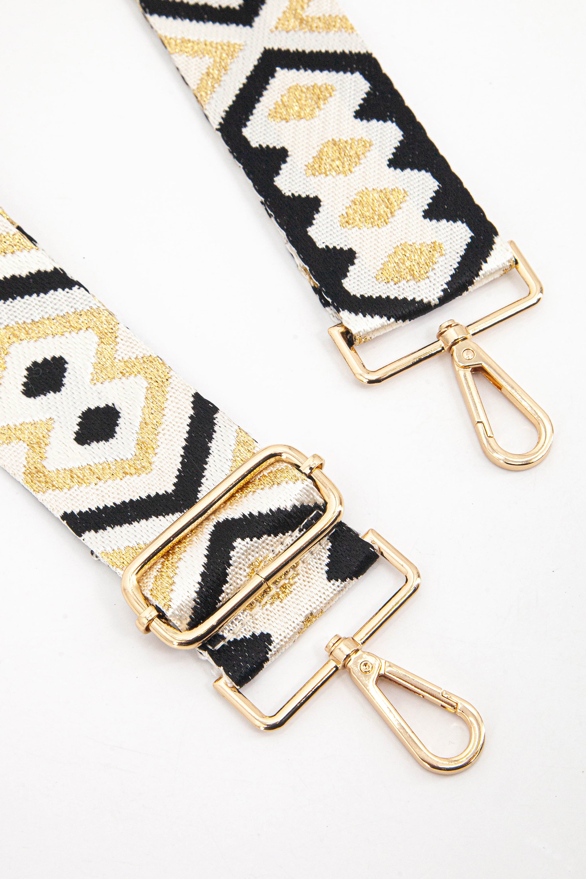 Gold Sarta Gold Metallic Aztec Woven Bag Strap, Image 2 of 4