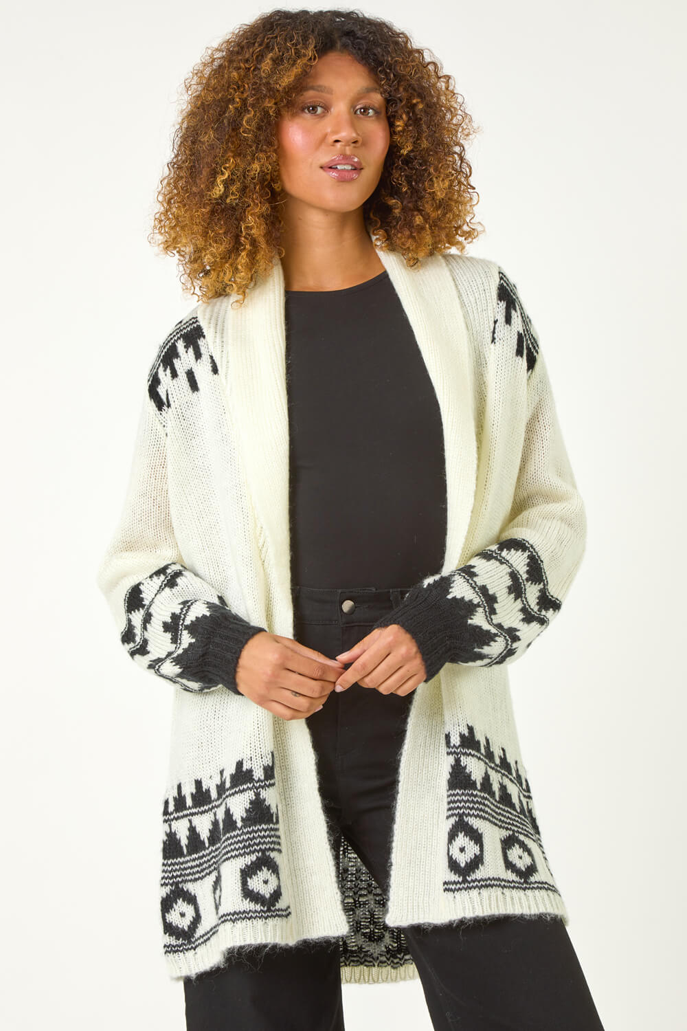 Ivory Patterned Knit Cardigan, Image 5 of 5