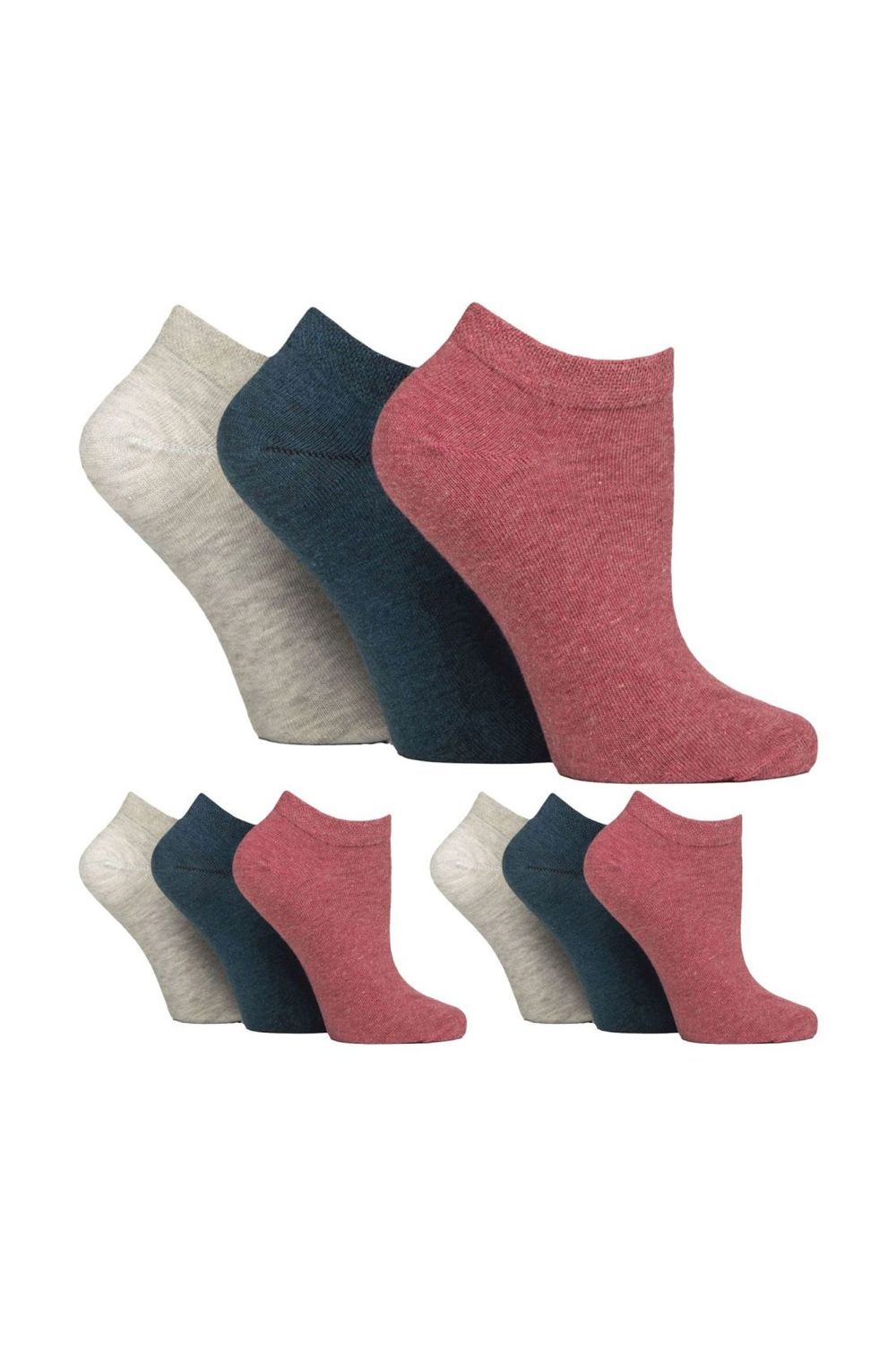 Coral 9 Pack Honeycomb Top Ankle Cotton Socks, Image 1 of 2