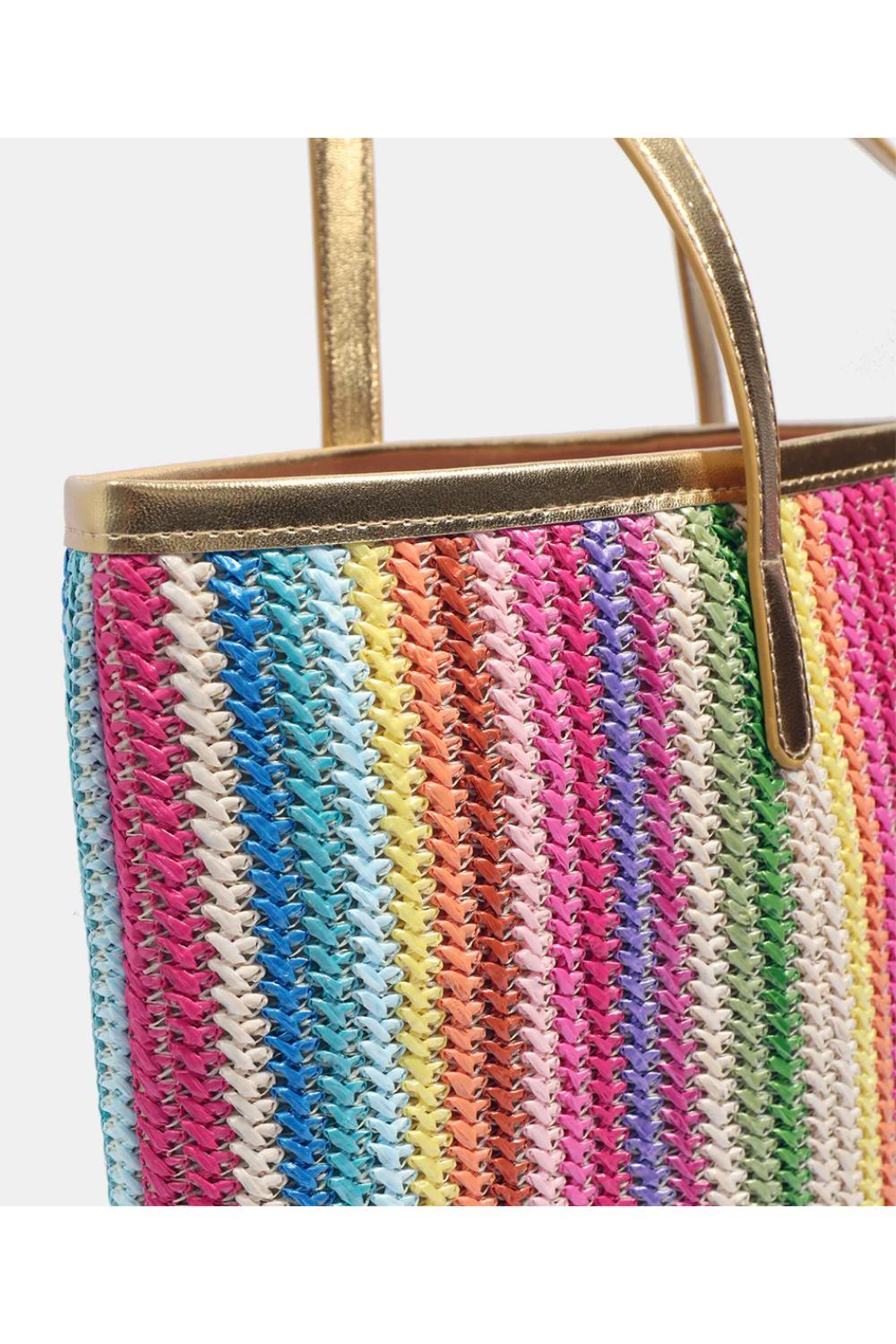 Pink Pia Rossini Pink Delfina - Stripe Beach Bag, Image 4 of 5