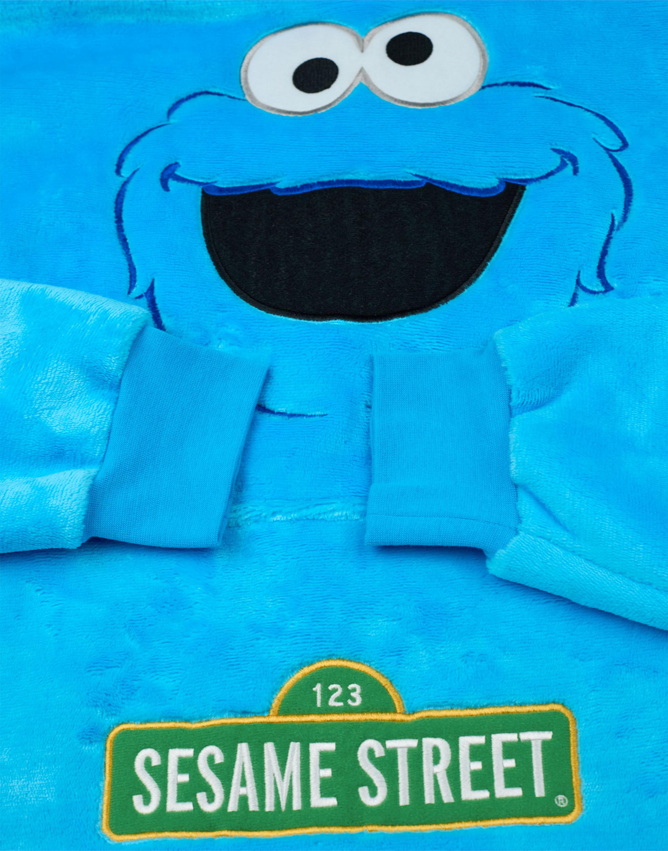 Blue Sesame Street Cookie Monster Blanket Hoodie, Image 6 of 6