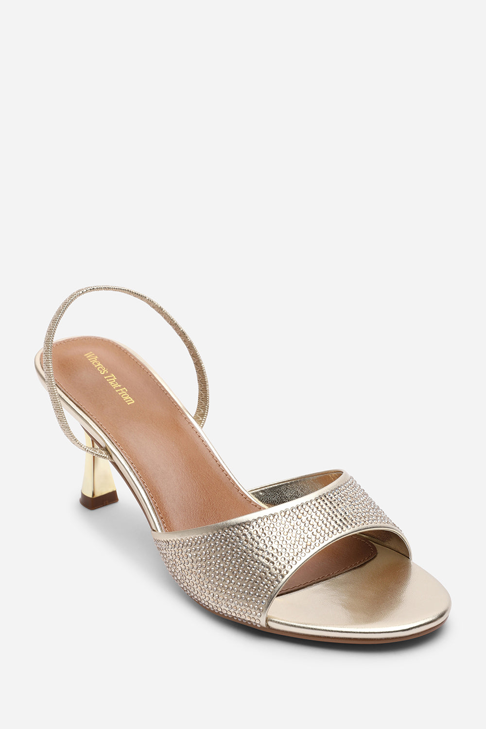 Gold Harmony Open Toe Mid Heel Sandal with Sling back, Image 3 of 6