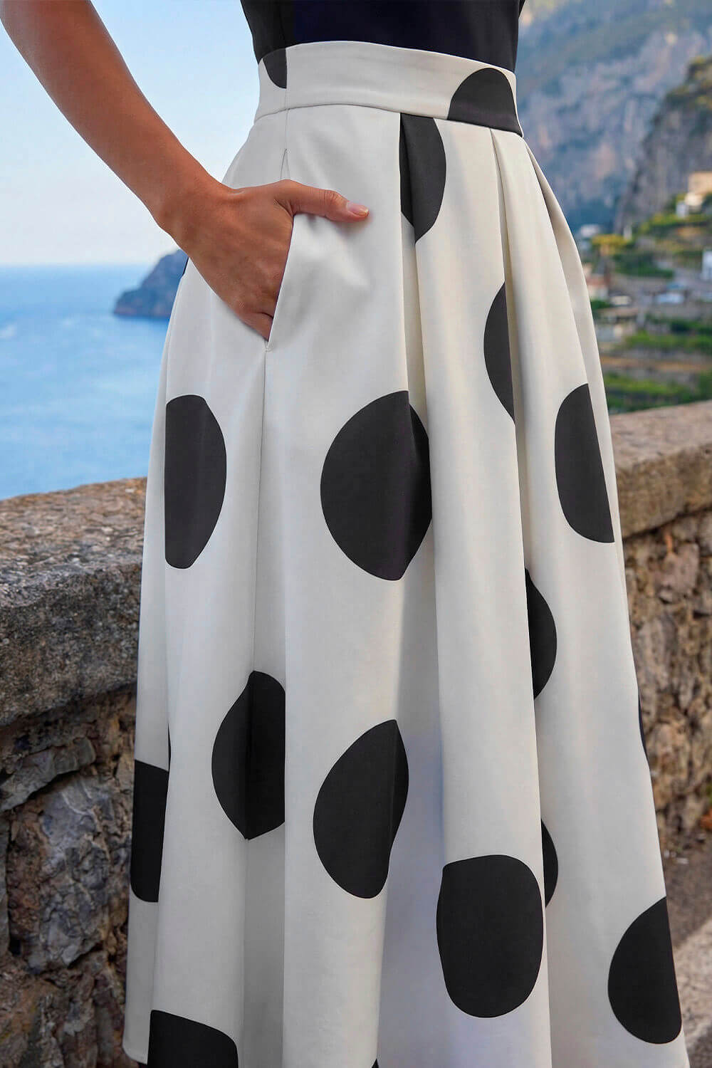 Black Polka Dot Premium Stretch Dress, Image 5 of 4