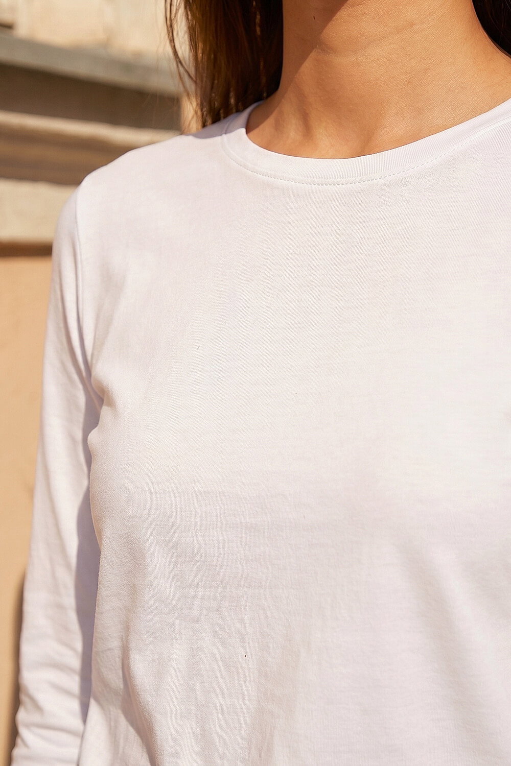 White Long Sleeve Jersey Top, Image 5 of 4
