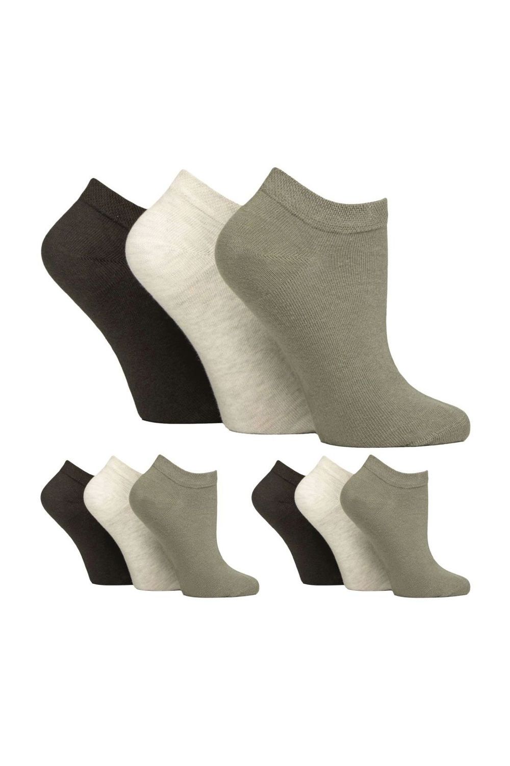 Grey 9 Pack Honeycomb Top Ankle Cotton Socks, Image 1 of 2