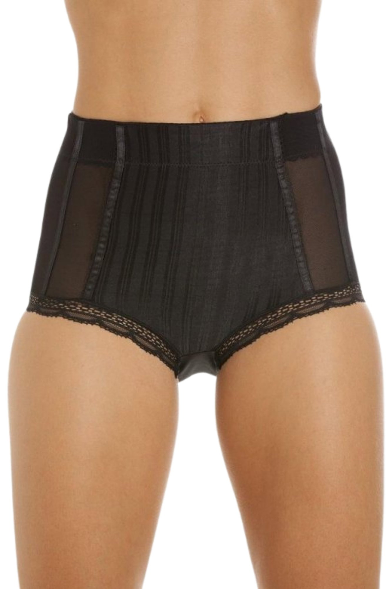 Black 2 Pack Hi Waist Mesh Control Briefs, Image 1 of 4