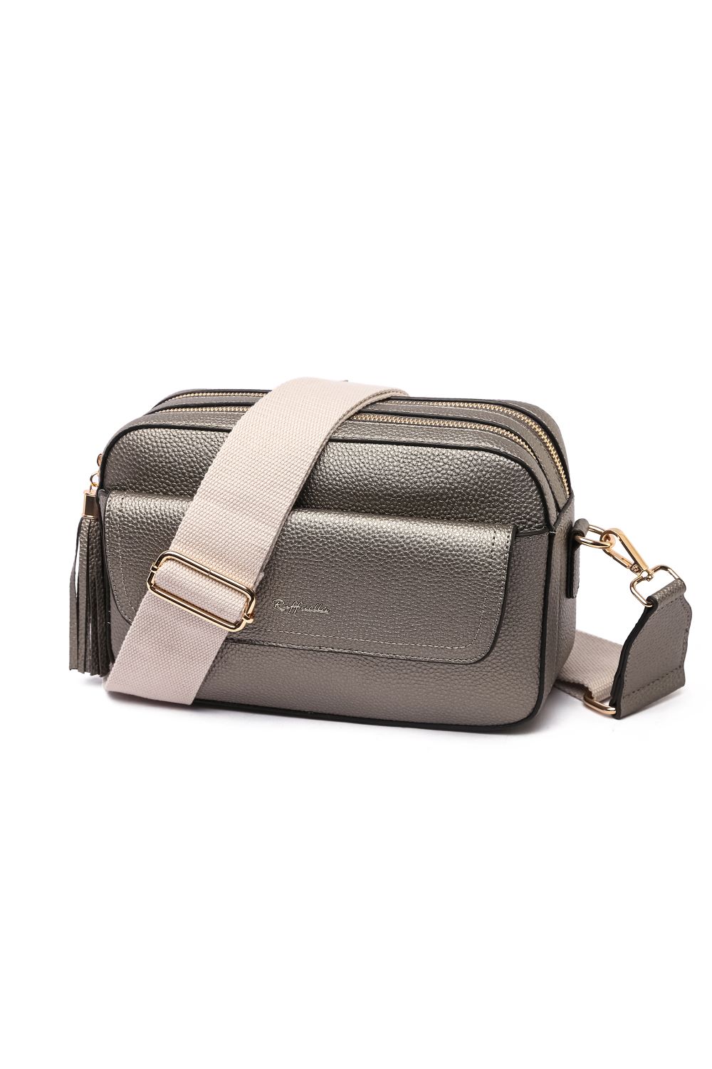 Silver Cross Body Front Pocket Camera Bag, Image 1 of 2